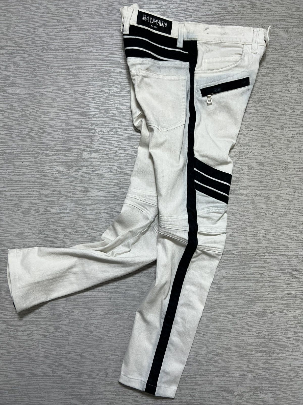 Balmain Balmain - S/S 15’ - White/Black Biker Jeans Size US 29 - 2 Thumbnail