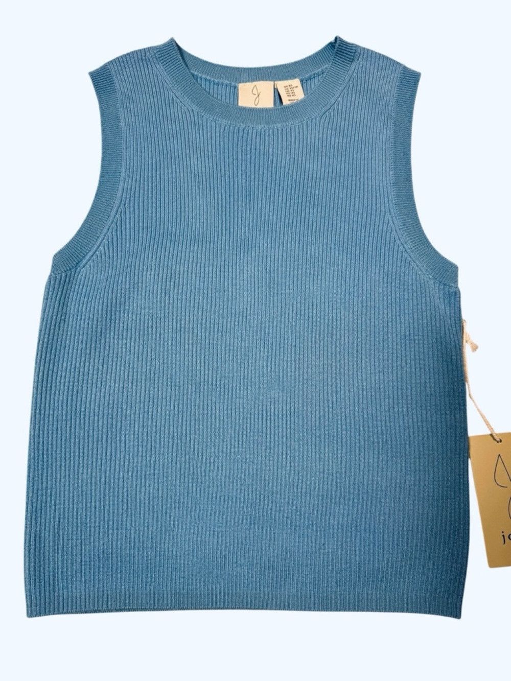 Joie NWT New Joie 100% Merino Wool Ribbed Knit Sleeveless Blue T Size XS / US 0-2 / IT 36-38 - 2 Thumbnail