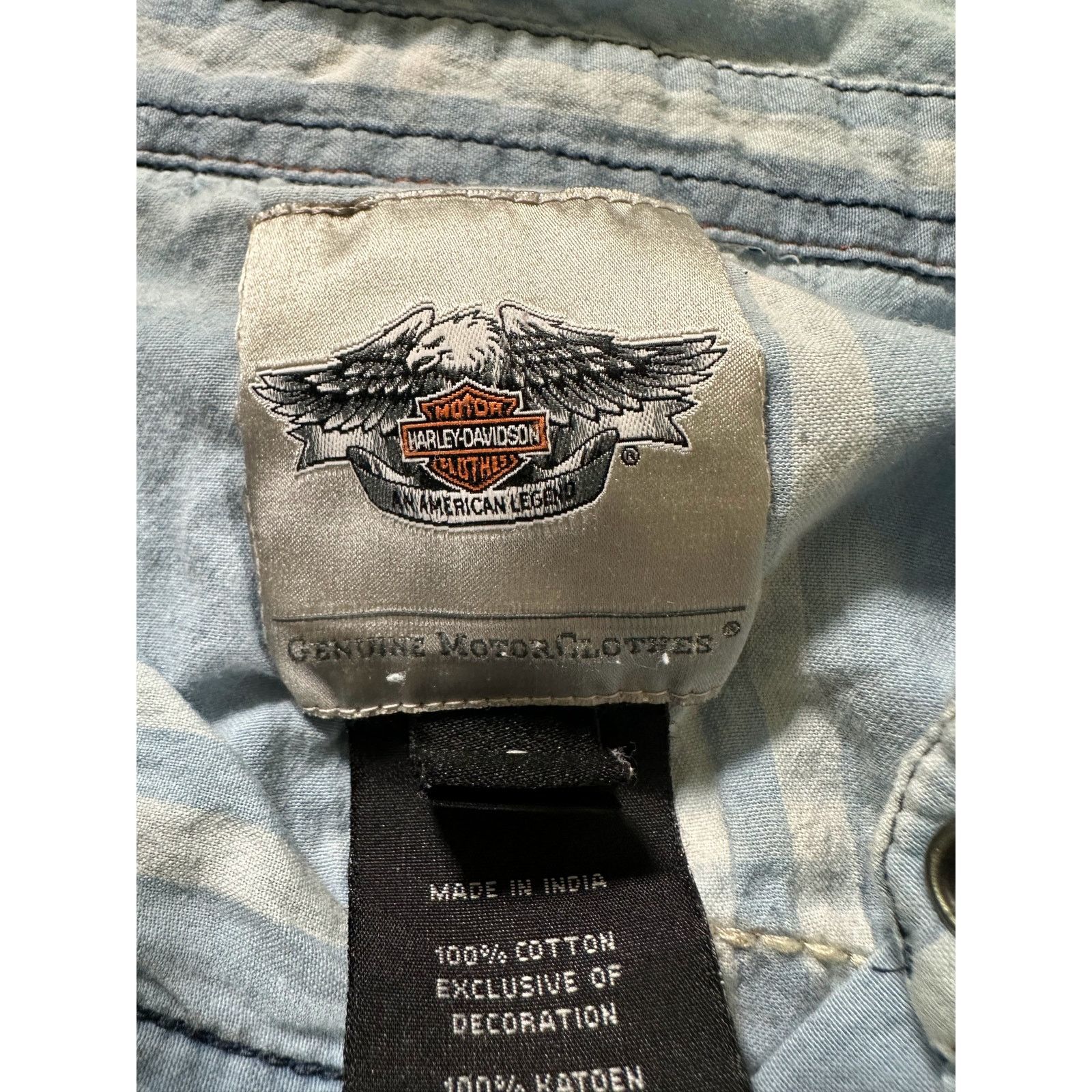 Harley Davidson Harley Davidson Womens Blue Large Button Down Pocket Shirt Size L / US 10 / IT 46 - 9 Thumbnail