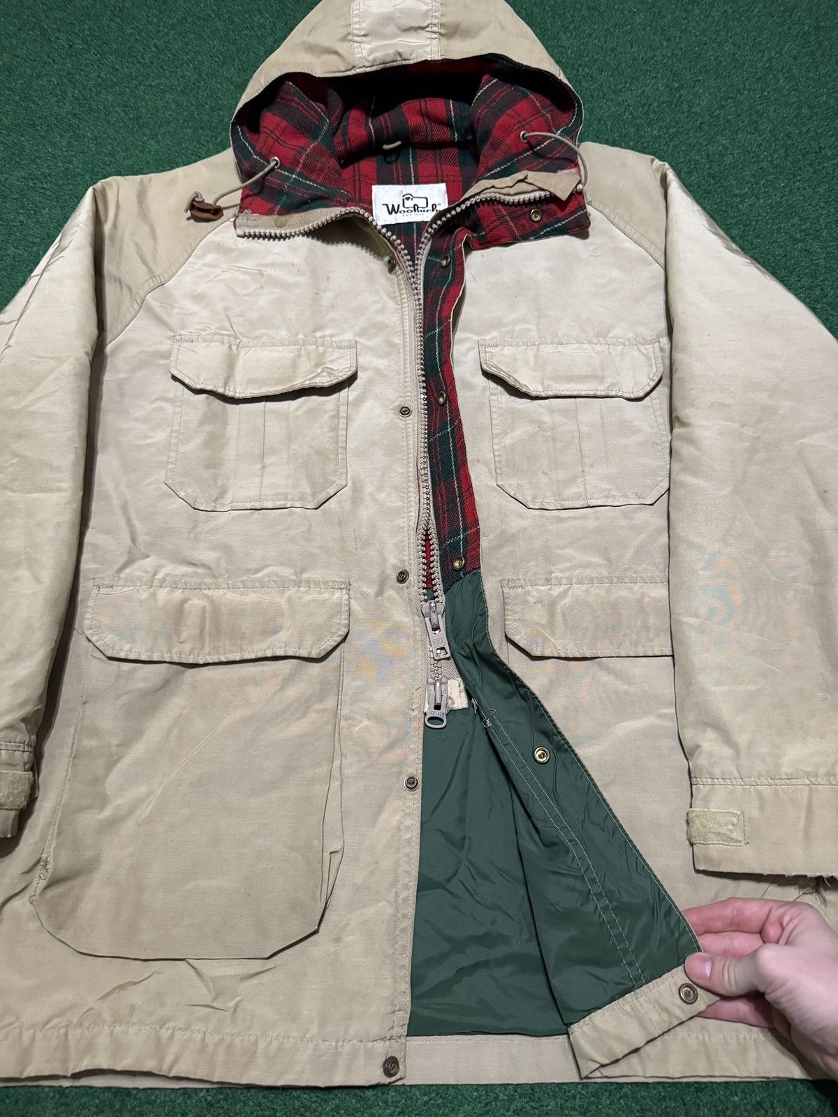 Woolrich Woolen Mills Vintage 80s 90s Woolrich Jacket Beige Plaid L USA Coat Size L / US 10 / IT 46 - 3 Thumbnail