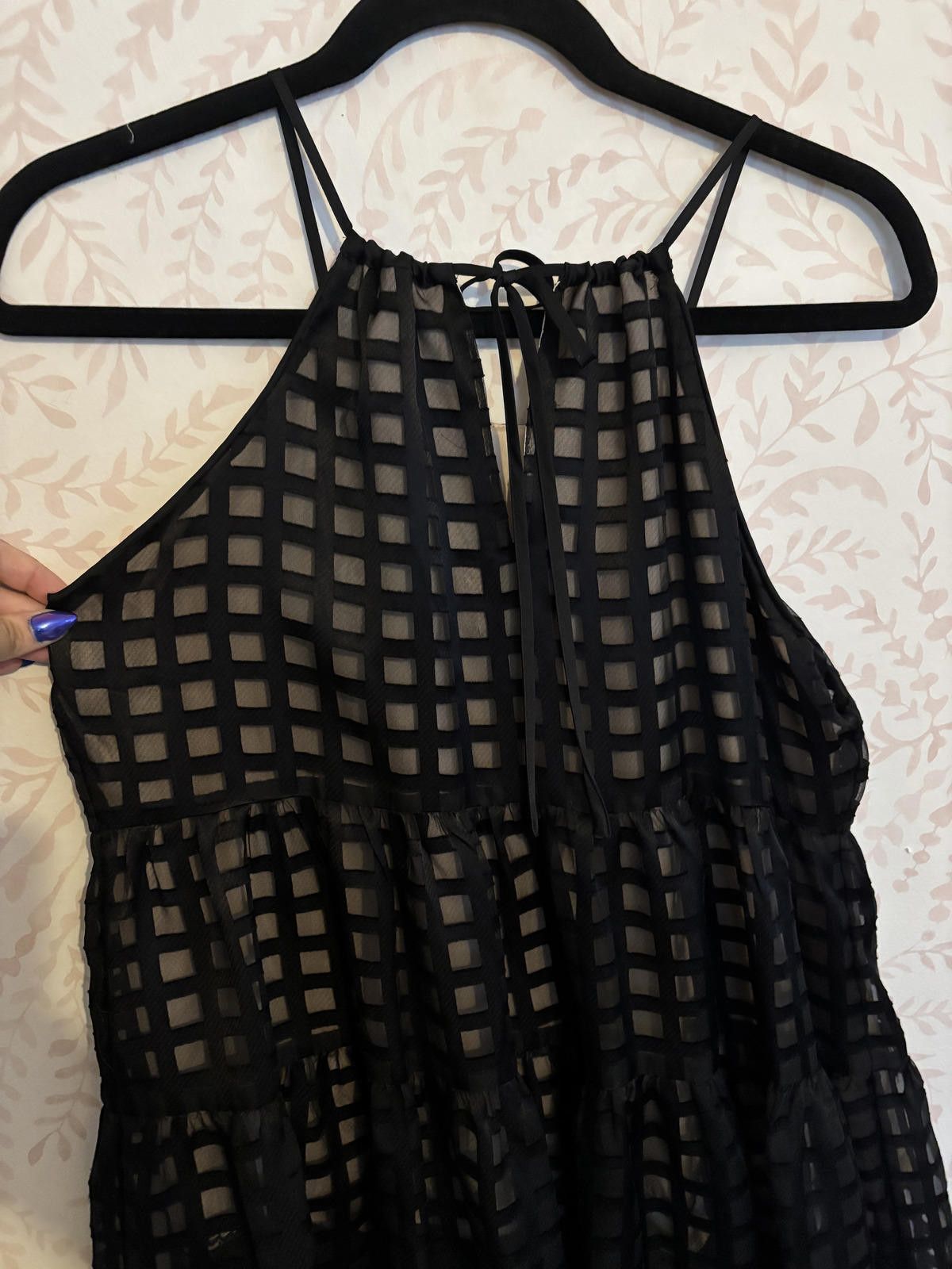 Other Anthropologie Black Sheer Checkered Sleeveless Tank Top Size M / US 6-8 / IT 42-44 - 6 Thumbnail
