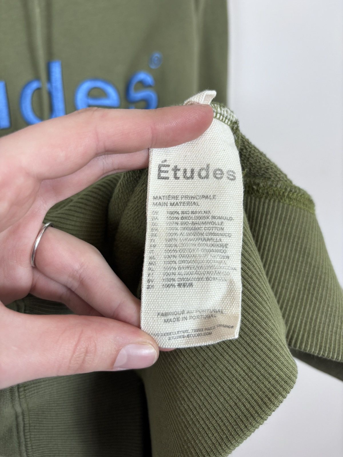 Etudes Etudes Studio Klein Big Embroidered Logo Olive Green Hoodie Size US M / EU 48-50 / 2 - 14 Thumbnail