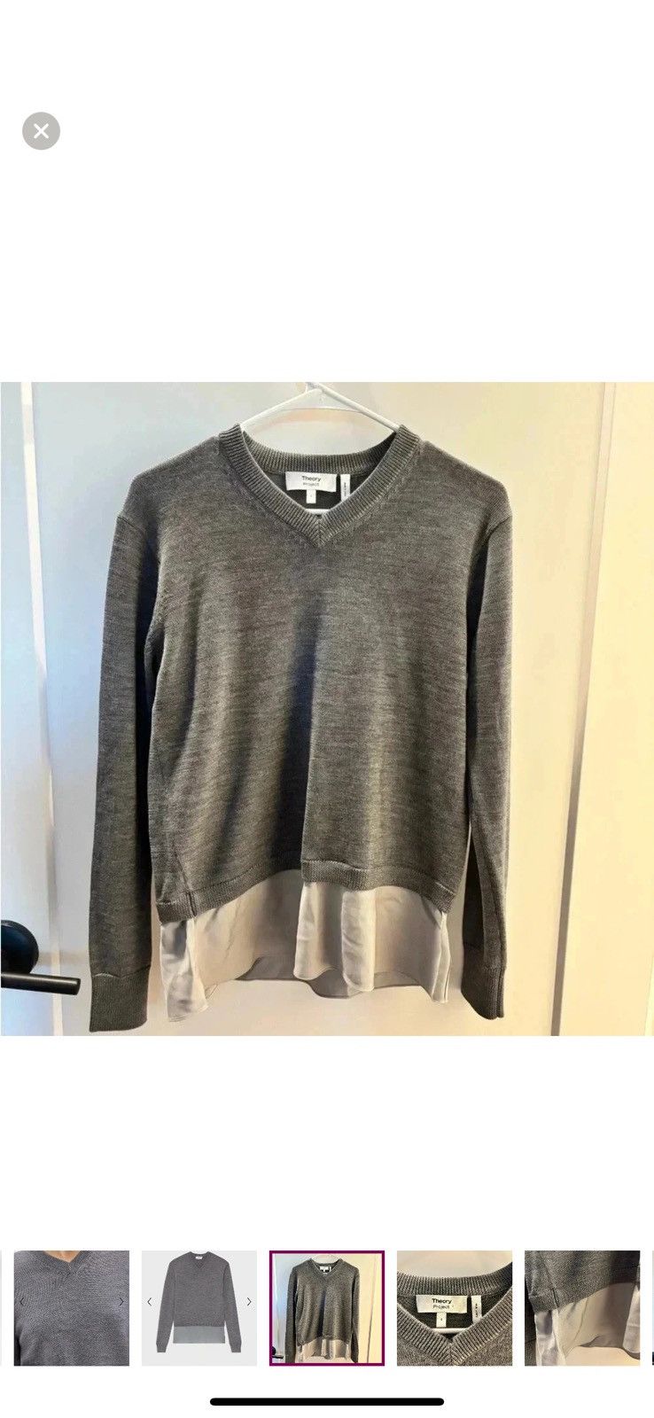 Theory Theory Silk Georgette V-Neck Combo Sweater Size S / US 4 / IT 40 - 5 Thumbnail