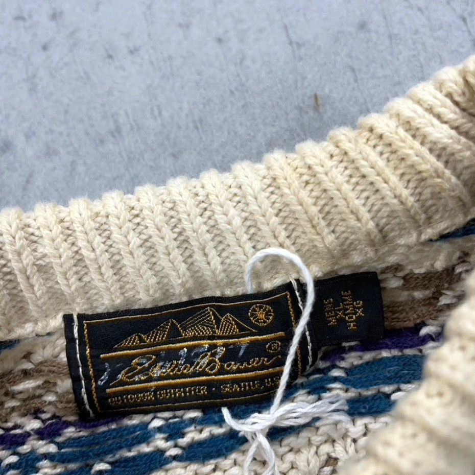 Eddie Bauer VINTAGE Eddie Bauer Sweater Mens XL Beige Birdseye Grandpa Crewneck Knit 90s Size US XL / EU 56 / 4 - 5 Thumbnail