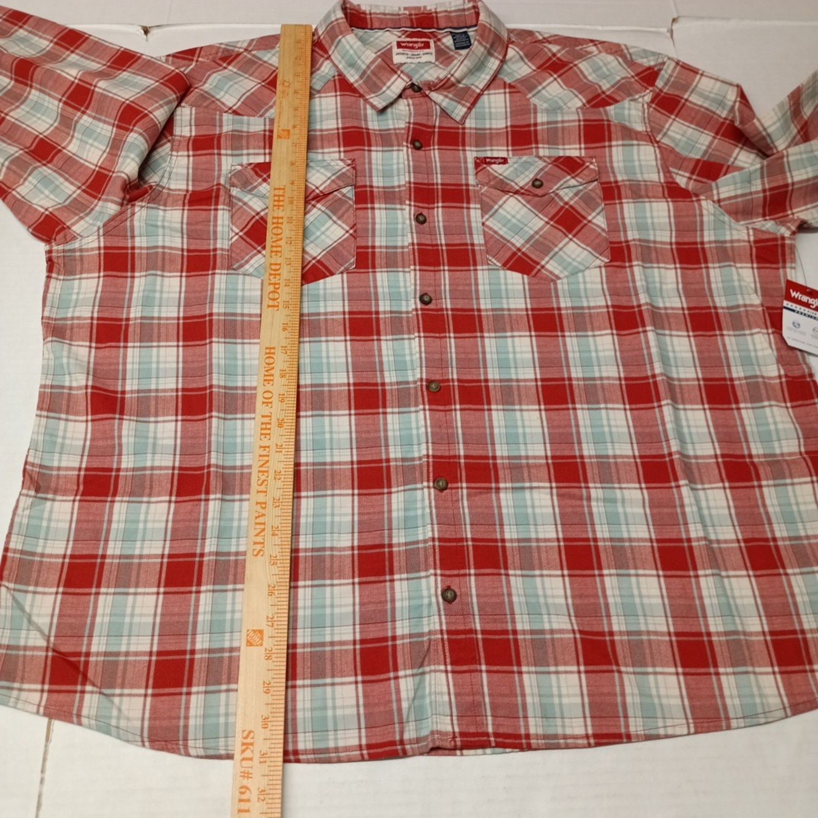 Wrangler Wrangler Cowboy Wash Shirt Men's Size 3XL Red Sky Blue Plaid Size US XXL / EU 58 / 5 - 6 Thumbnail