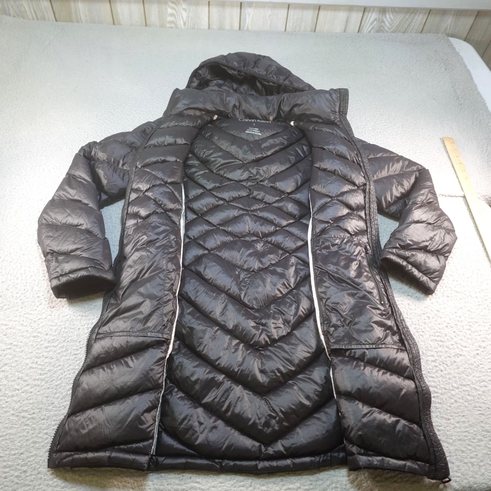 Calvin Klein Calvin Klein Puffer Coat Womens Small Gray Down Hooded Packable Long Lightweight Jacket / Coat Size S / US 4 / IT 40 - 3 Thumbnail