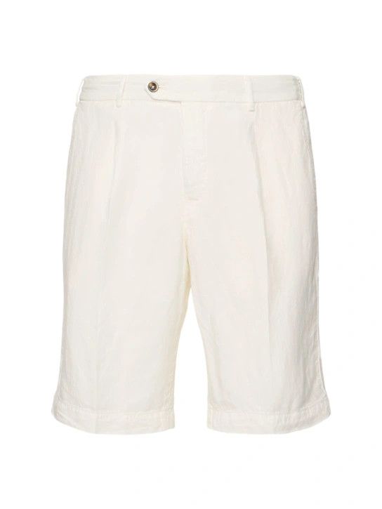 PT Torino o1lsvrm0425 Lyocell Blend Herringbone Shorts in Beige/White Size US 30 / EU 46 - 1 Thumbnail