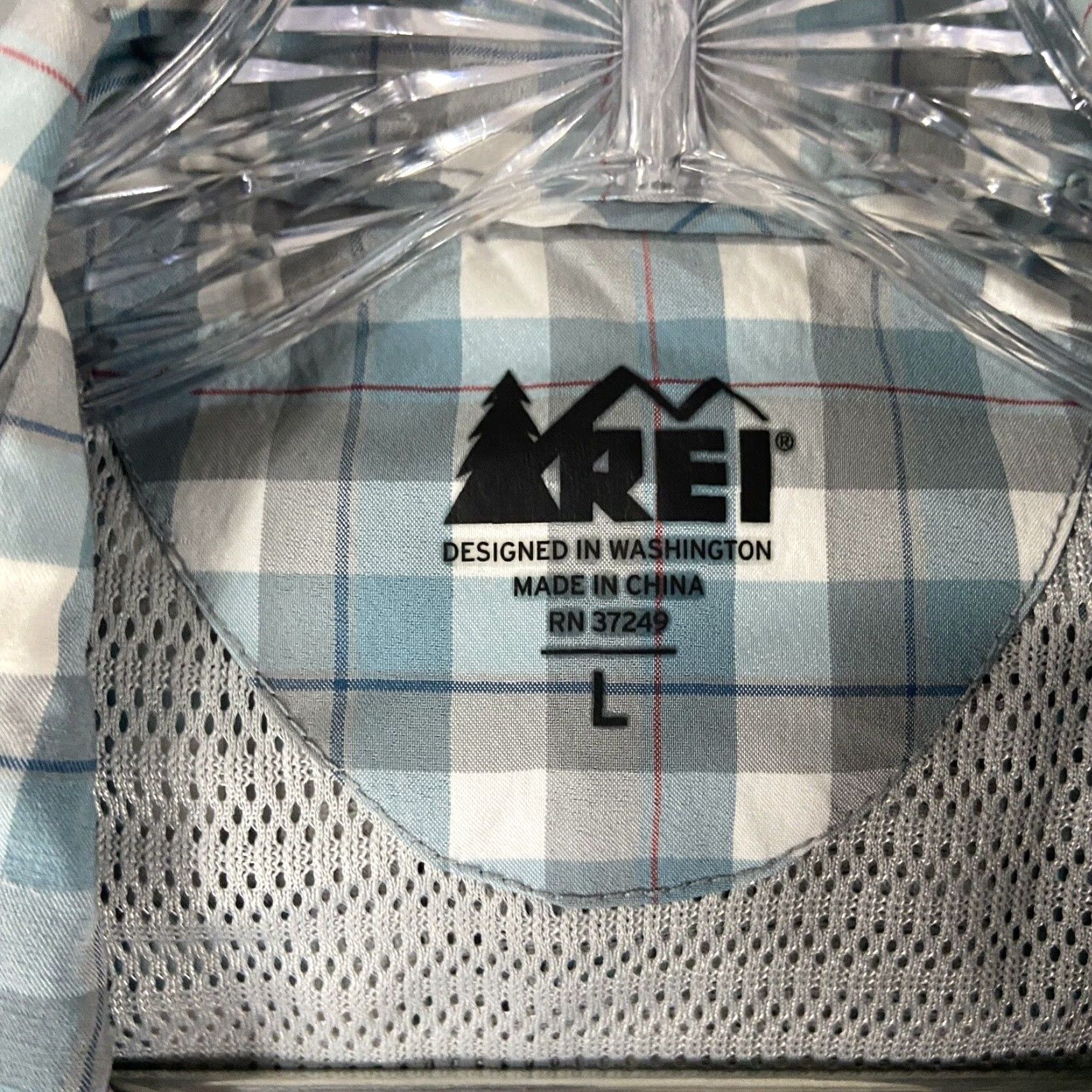 Vintage REI Shirt Blue Plaid Outdoor Button-Up Short Sleeve Men L Size US 33 - 7 Thumbnail