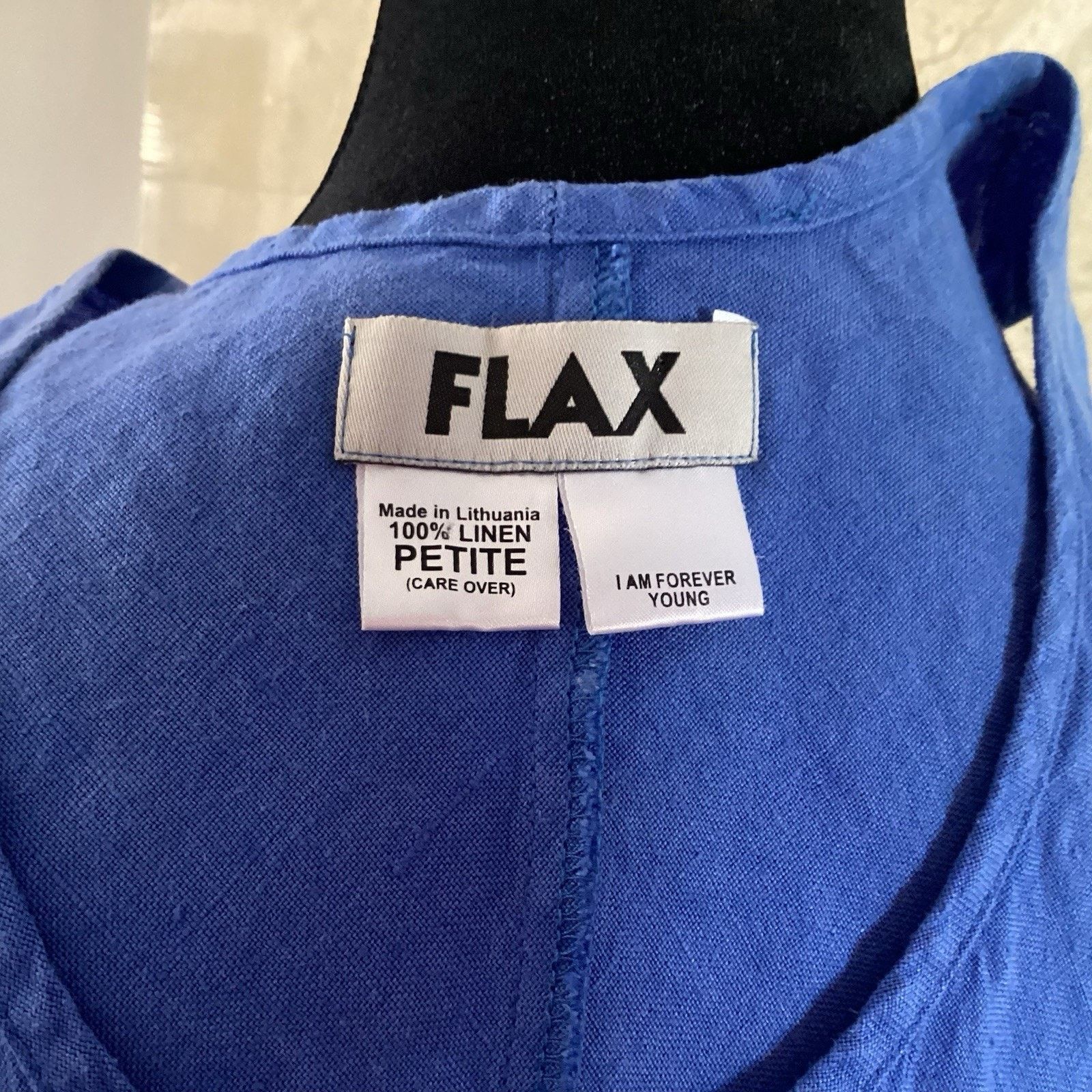 FLAX FLAX Women’s Linen Fundamental Tank, Sz 4-6 Blue Lagenlook Size S / US 4 / IT 40 - 2 Thumbnail
