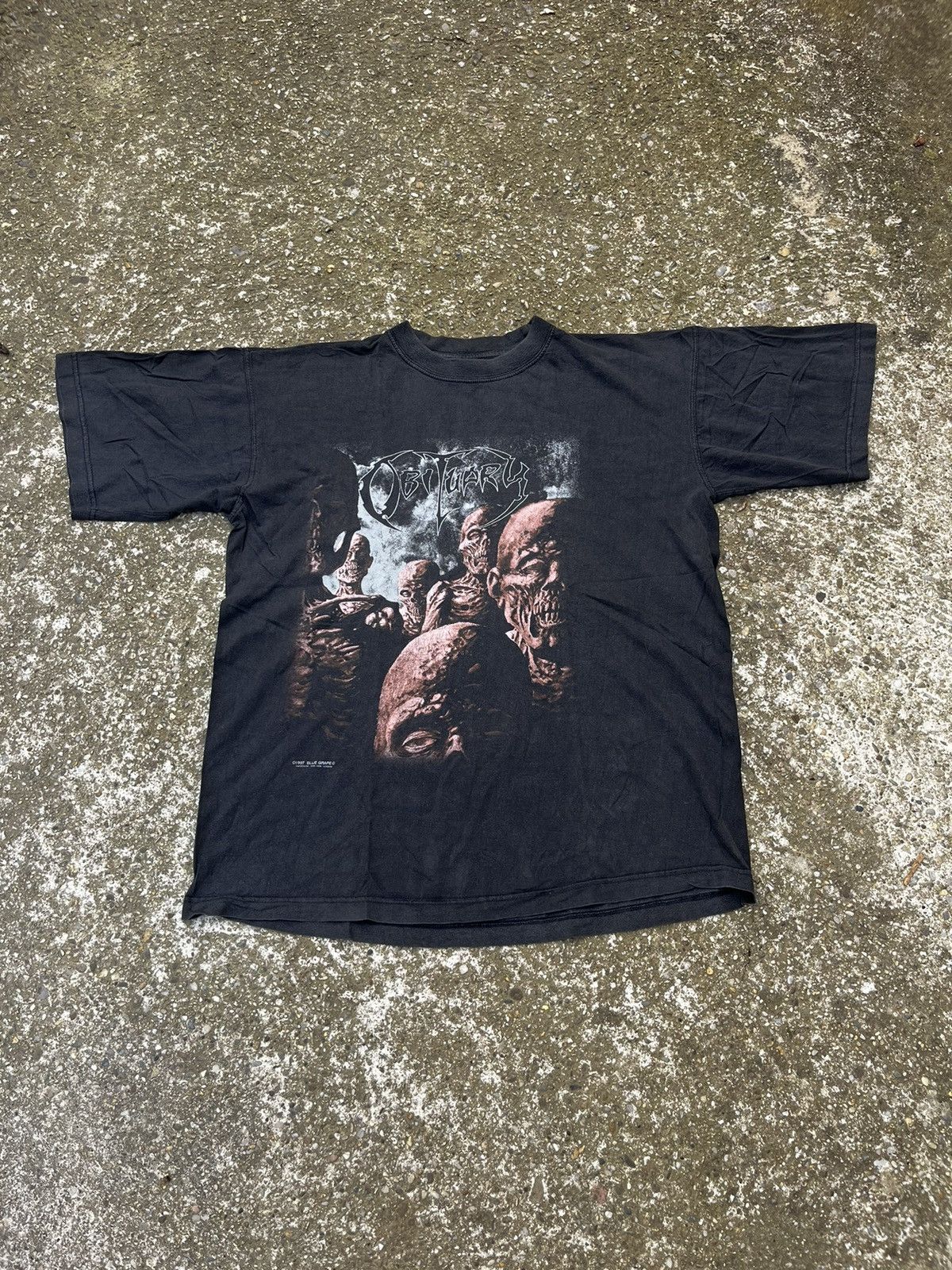 Band Tees × Vintage Obituary back from the dead vintage 90's blue grape t-shirt Size US XL / EU 56 / 4 - 1 Thumbnail