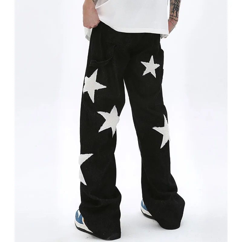 Japanese Brand Retro-style Jeans Ripped Baggy Trousers Star Harajuku style Size US 30 / EU 46 - 2 Thumbnail