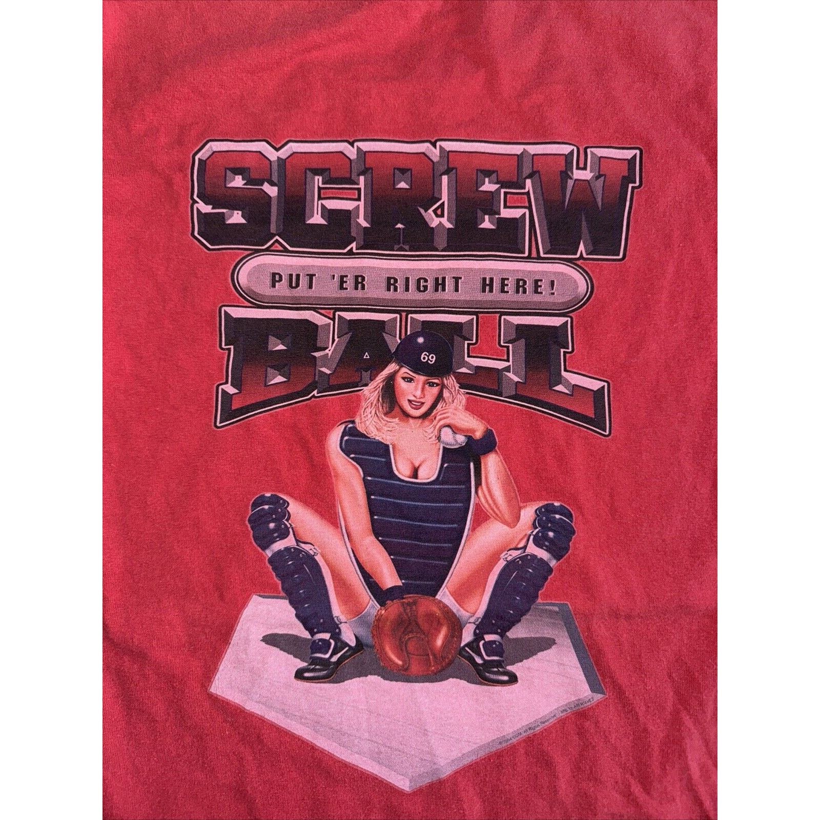 Band Tees × Vintage Screw Ball Put’er Right Here! T-Shirt Red 20.5x27.5 L Size US L / EU 52-54 / 3 - 2 Thumbnail