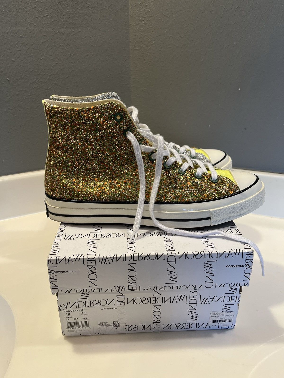 Converse jw anderson glitter gutter best sale