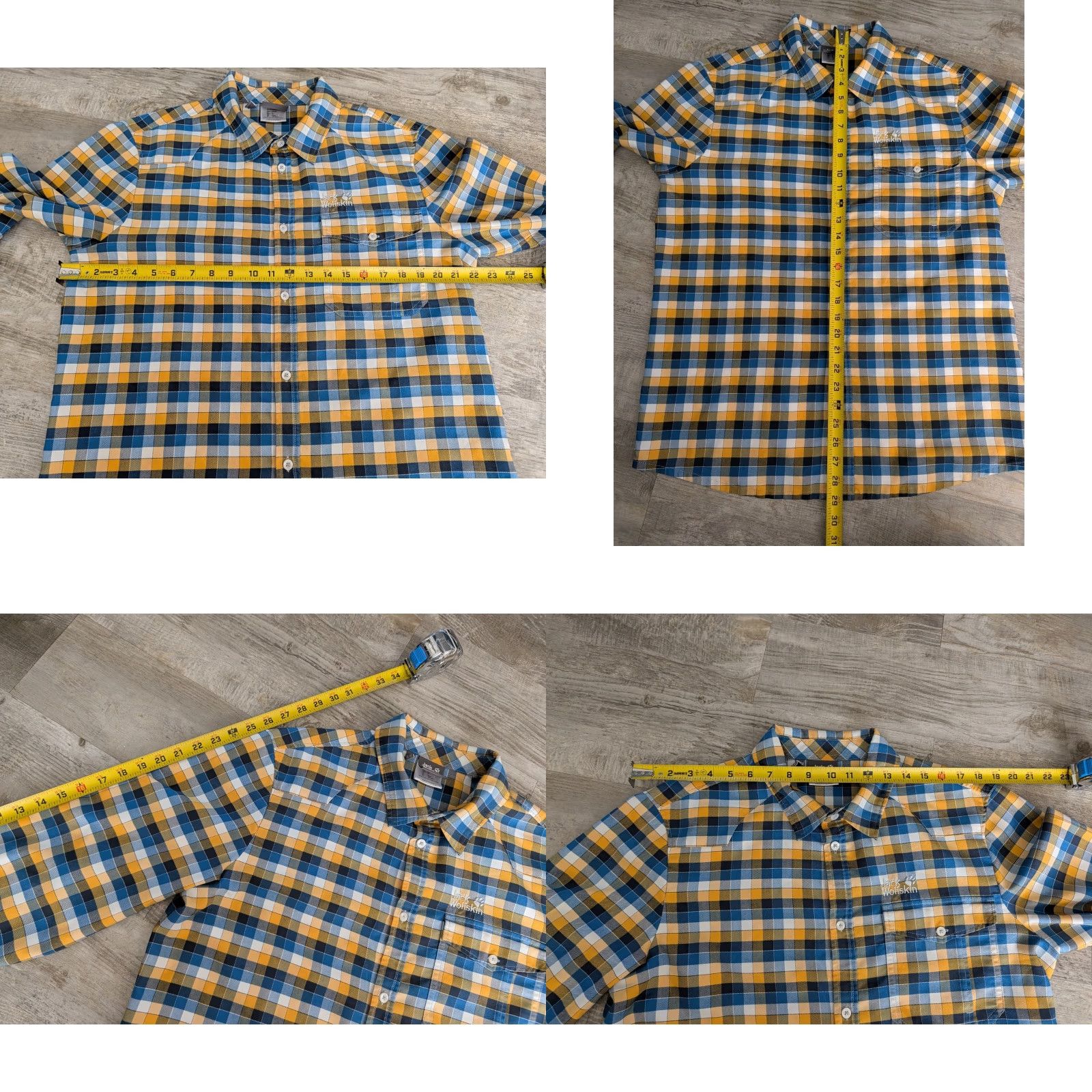 Jack Wolfskin Mens Jack Wolfskin Button-Up Shirt Slim Fit Long Sleeve Blue Check L Size US L / EU 52-54 / 3 - 8 Thumbnail
