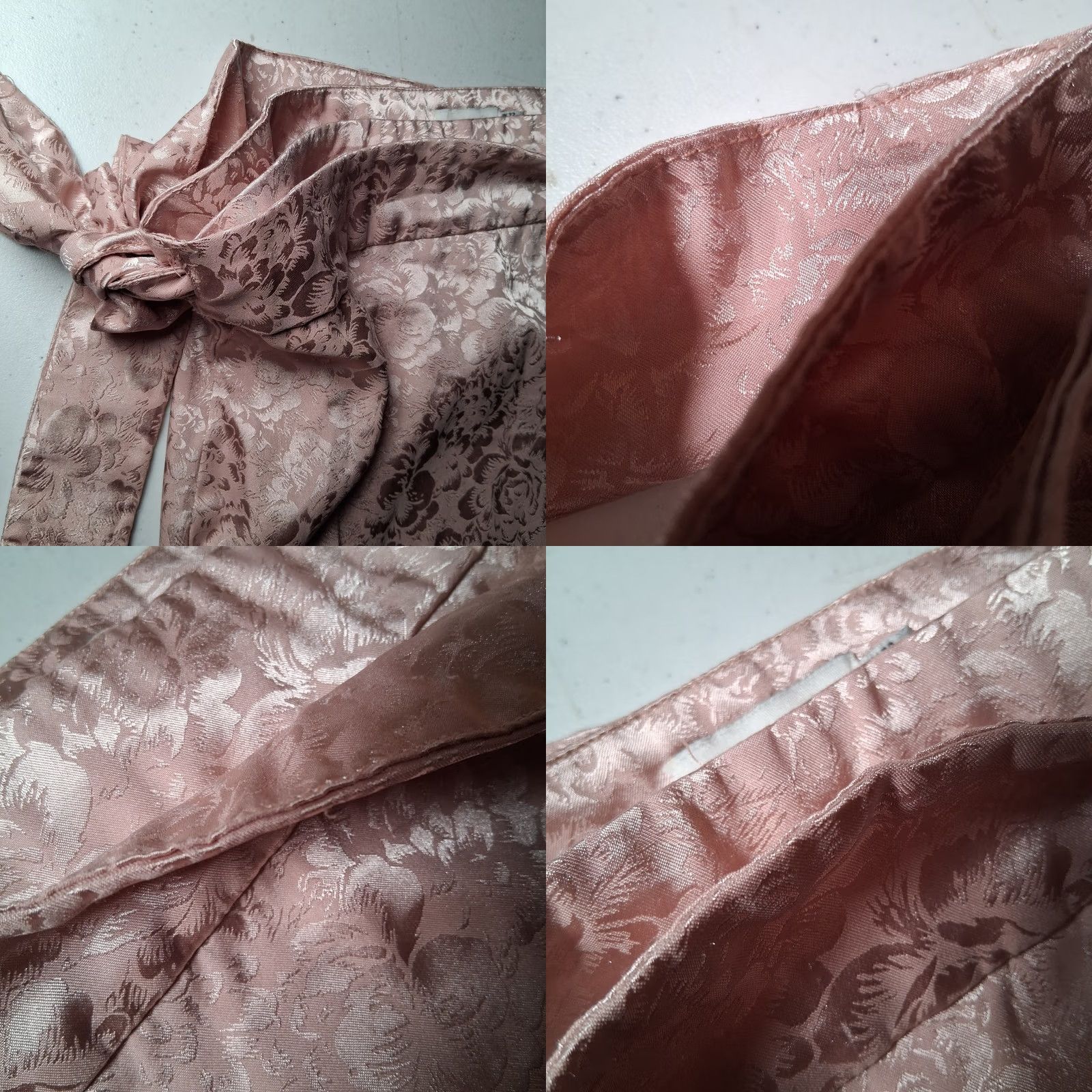 Vintage VINTAGE Flounce London Skirt Wrap Long Satin Pink Peony 18 Women's Boho Cottagecore Floral Tie Adjustable Waist Size 40" / US 18 - 9 Thumbnail