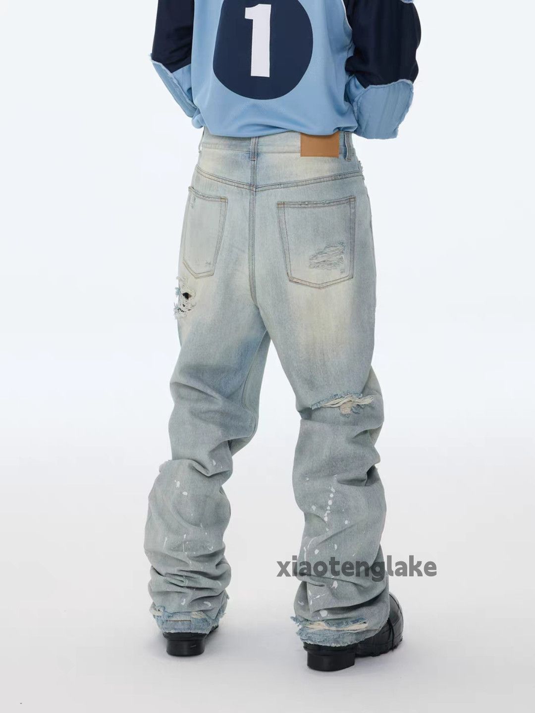 Jean Utility washed faded skate hiphop stain paint grunge Jeans Size US 34 / EU 50 - 3 Thumbnail