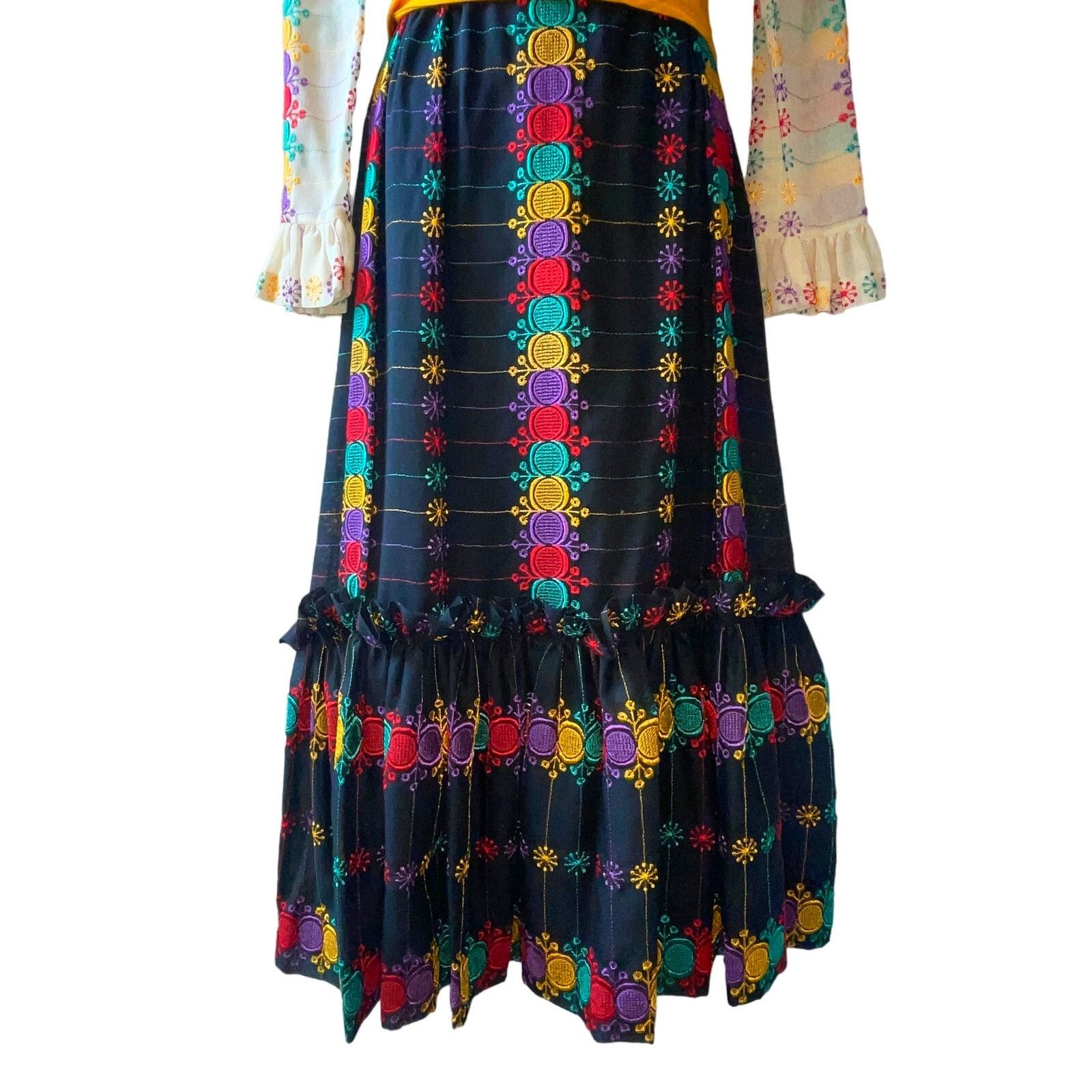 Vintage VINTAGE 70's FlowerPower Haight-Ashbury Boho Midi Dress Sz S Size S / US 4 / IT 40 - 5 Thumbnail