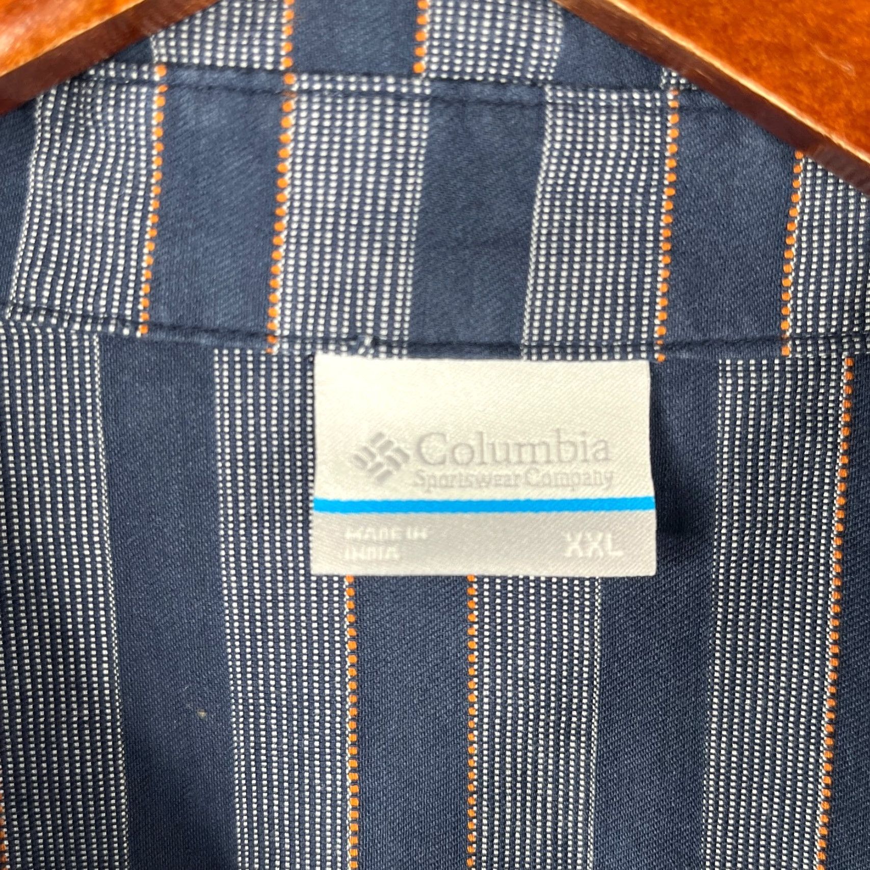 Vintage Columbia Shirt 2XL Navy Blue Striped Button-Up Short Sleeve Men Size US XXL / EU 58 / 5 - 3 Thumbnail