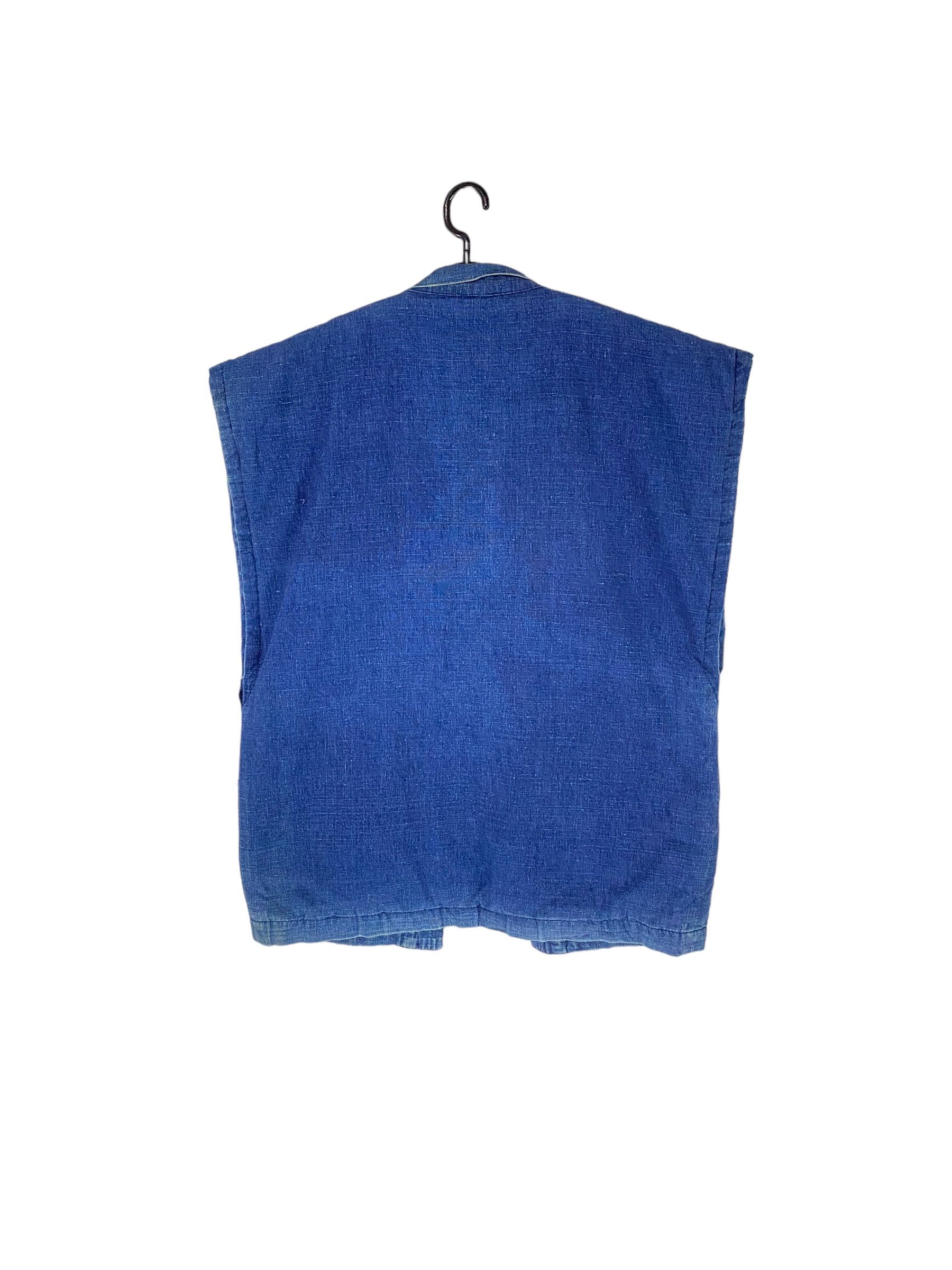 90s Sasakuro Gensho natural cotton indigo hanten denim vest