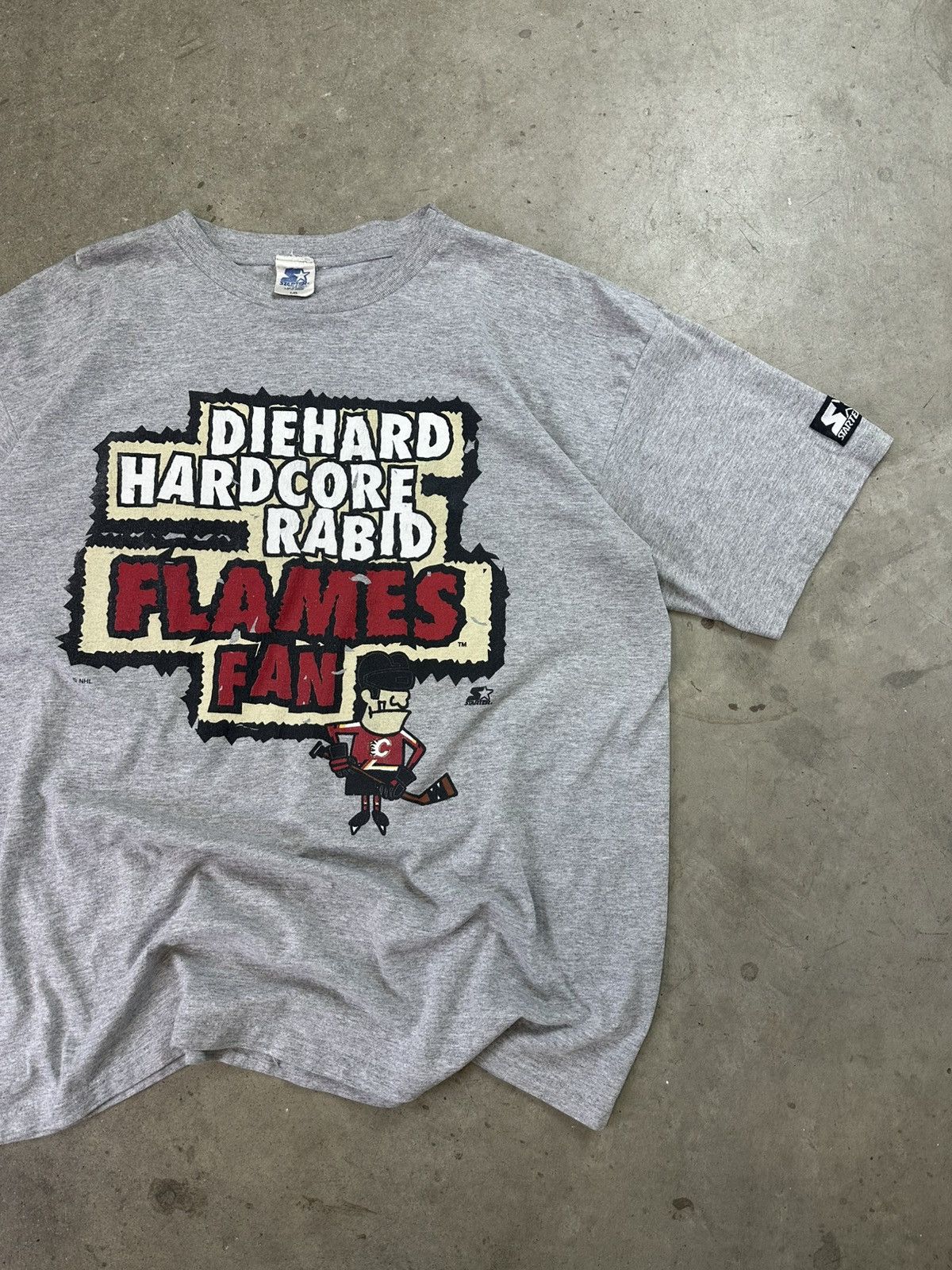 Starter × Vintage 90s Vintage Hockey Tee Calgary Flames Starter Logo Grey XL Size US XL / EU 56 / 4 - 2 Thumbnail