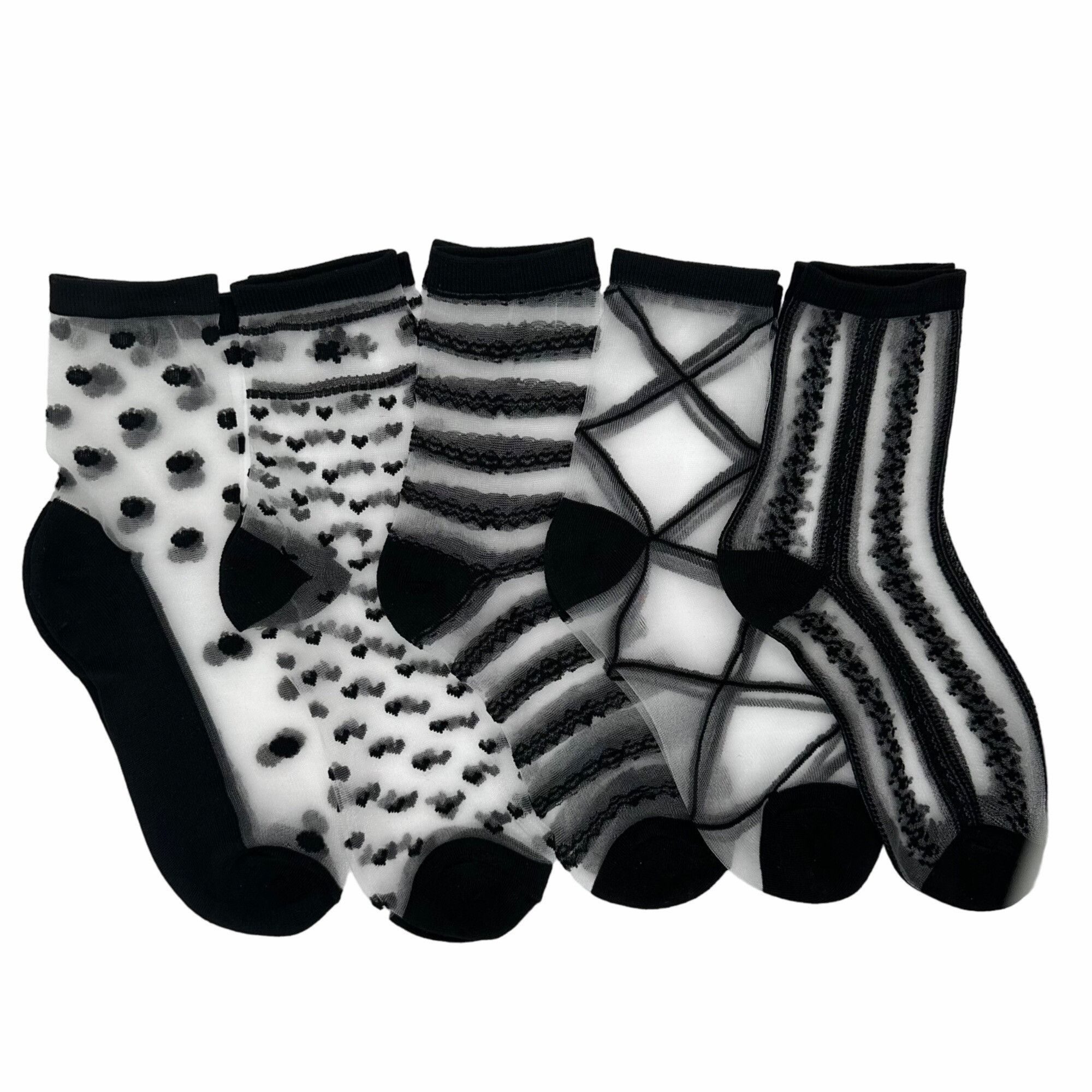 Other ⭐New Women Socks 5 Pairs Transparent Silk Elastic Mesh Elega Size ONE SIZE - 7 Thumbnail