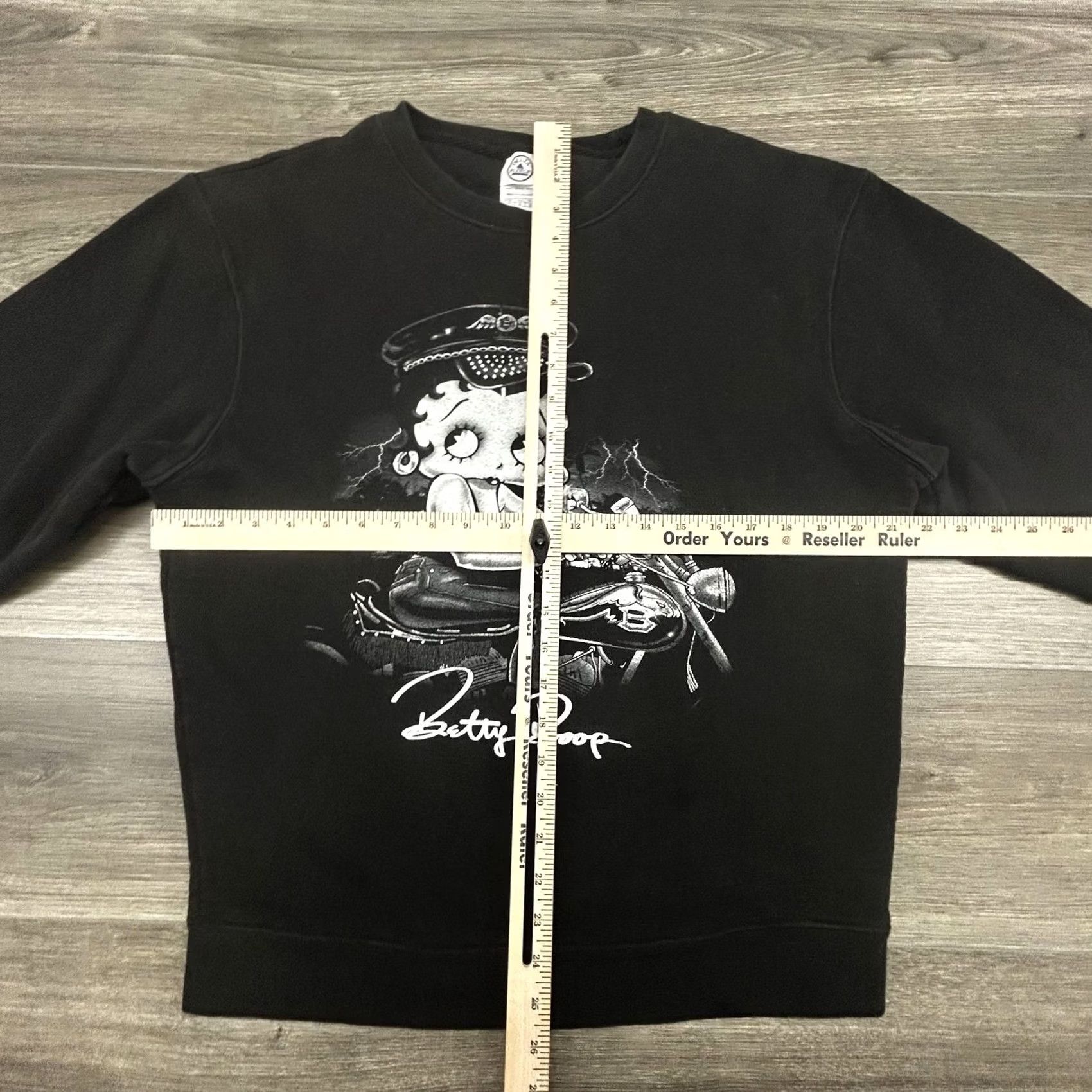 Delta VINTAGE Betty Boop Sweatshirt Womens Large Black Biker Motorcycle Graphic 90s Size L / US 10 / IT 46 - 6 Thumbnail