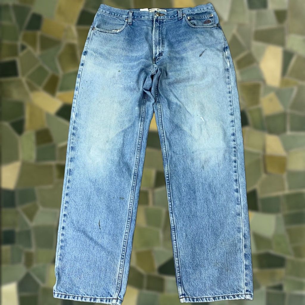 Harley Davidson VINTAGE Harley-Davidson Men's Jeans Size 36 Waist Blue Straight Fit Distressed Motorcycle Biker Size US 36 / EU 52 - 1 Thumbnail