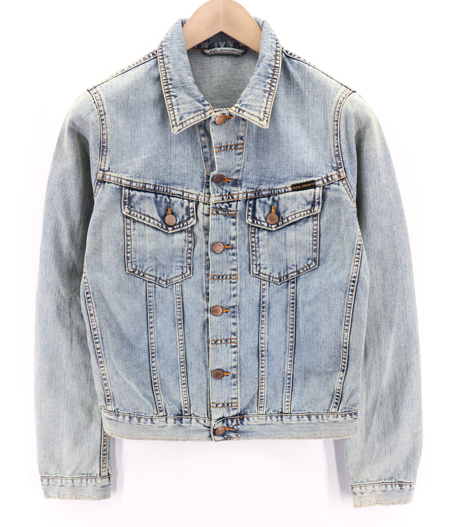 Nudie Jeans TERRY S Bleach Blue Denim Jacket 88973 Size US S / EU 44-46 / 1 - 1 Thumbnail