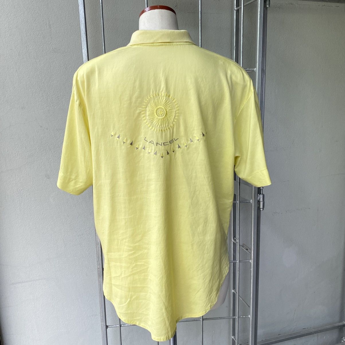 Lancel LANCEL Yellow Embroidered Short-Sleeve Shirt with Logo Back Size L / US 10 / IT 46 - 21 Thumbnail