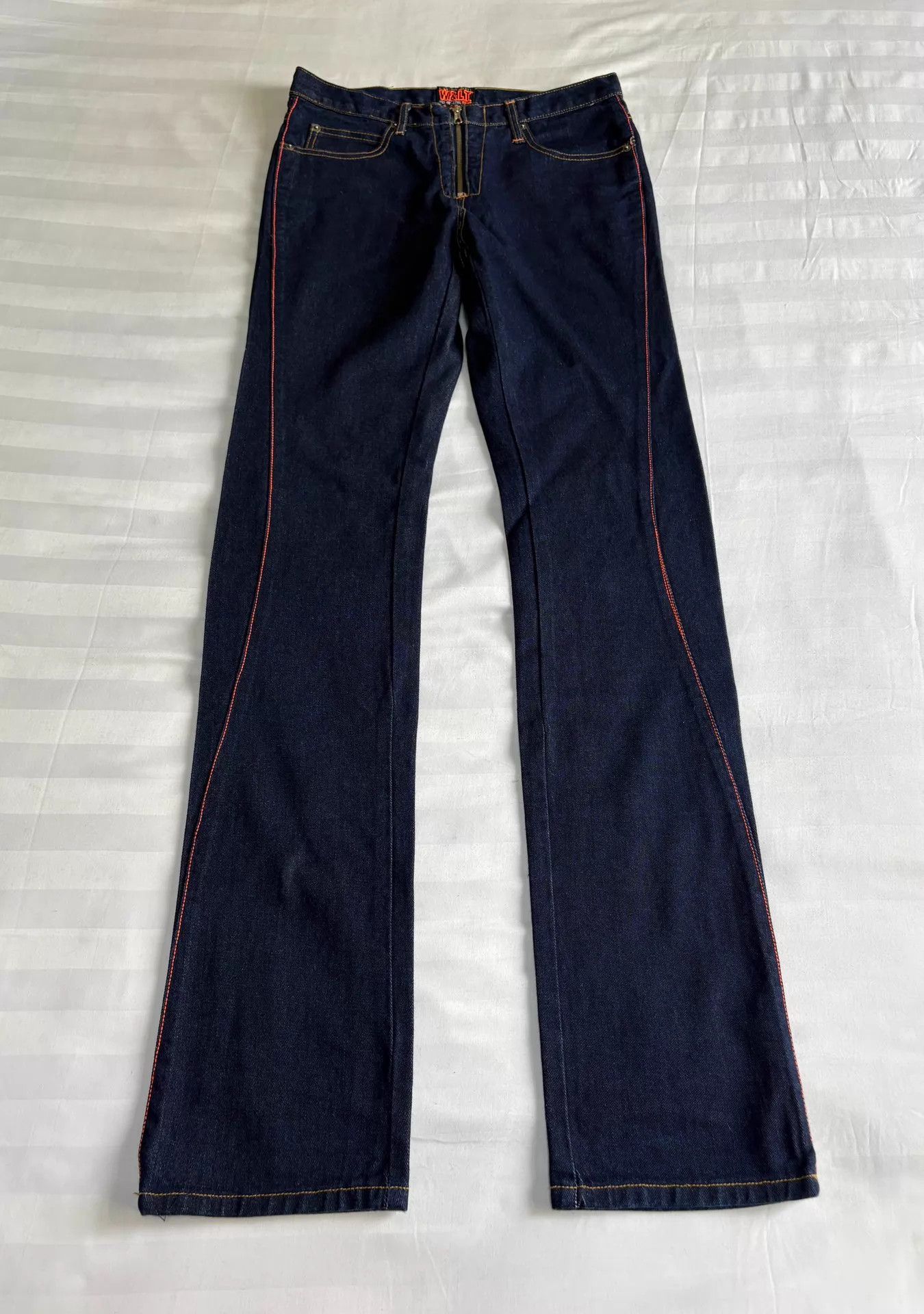 Walter Van Beirendonck W&LT Vintage Raw Denim Jeans: Topstitch Lightning Slim Size US 31 - 2 Thumbnail