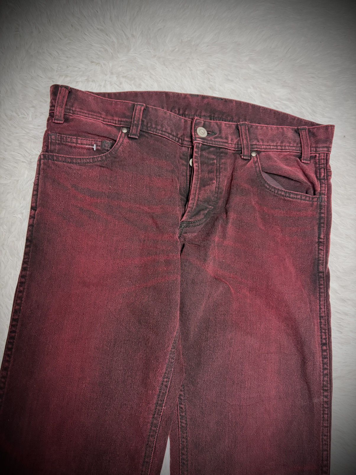 If Six Was Nine Rare 5351 Pour Les Hommes wine clawmark skinny slim jeans Size US 33 - 2 Thumbnail