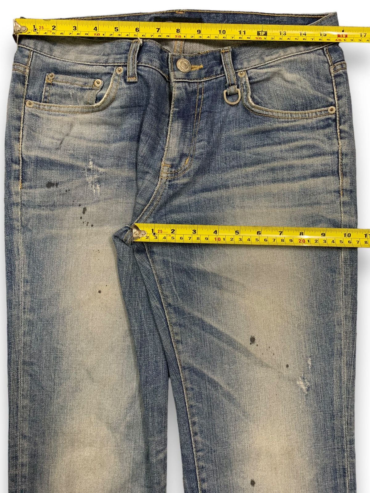 KMRii Vintage Japanese Brand Blue Washed Splatter Distressed Jeans Size US 32 / EU 48 - 17 Thumbnail