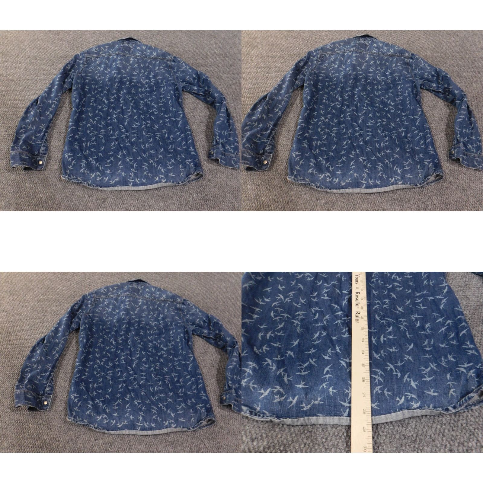 Zara Zara Shirt Denim Blue Slim Fit Long Sleeve Cotton Birds Print Button-Up Collared Button-Down Regular Size L Mens Size US L / EU 52-54 / 3 - 8 Thumbnail