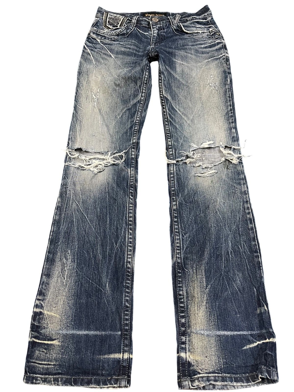 Beauty Beast Vintage Pasta Denim Flare Punk Ripped Jeans Size US 31 - 1 Thumbnail