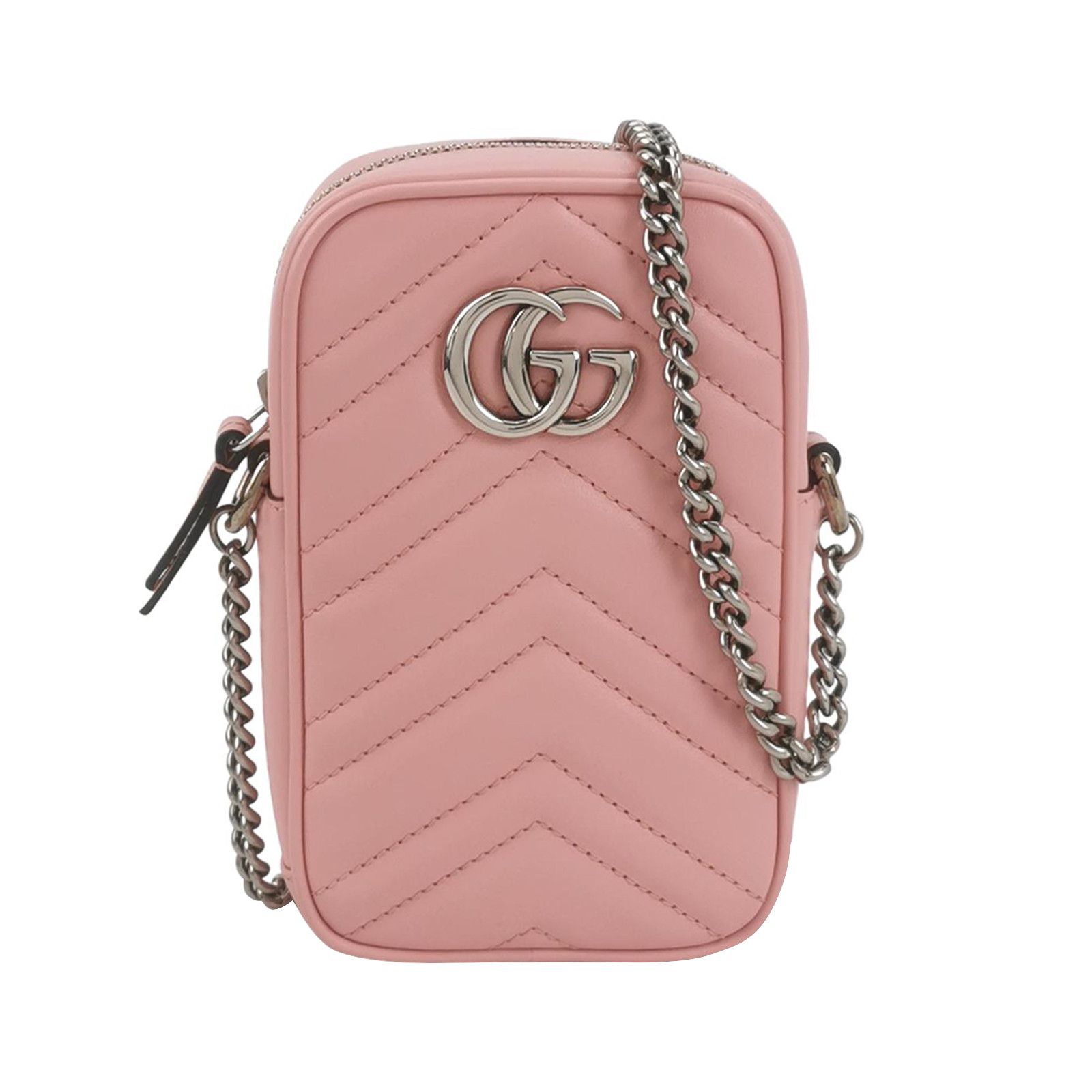 Gucci Gucci GG Marmont Pink Leather Shoulder Bag Size ONE SIZE - 1 Thumbnail