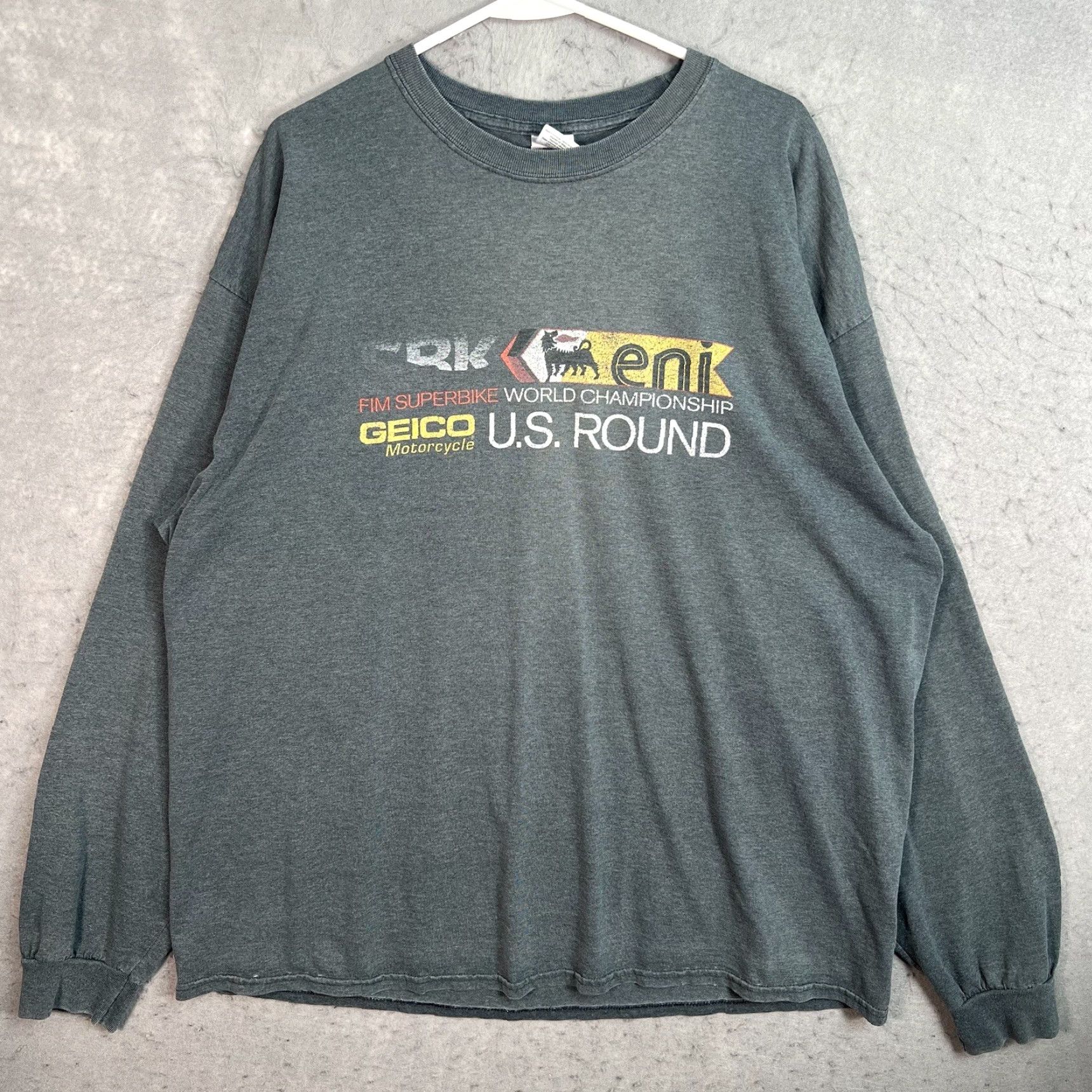 Gildan VINTAGE Gildan 2014 FIM Superbike World Championship Long Sleeve T-Shirt Adult 2XL Gray Motorcycle Mens Size US XXL / EU 58 / 5 - 2 Thumbnail