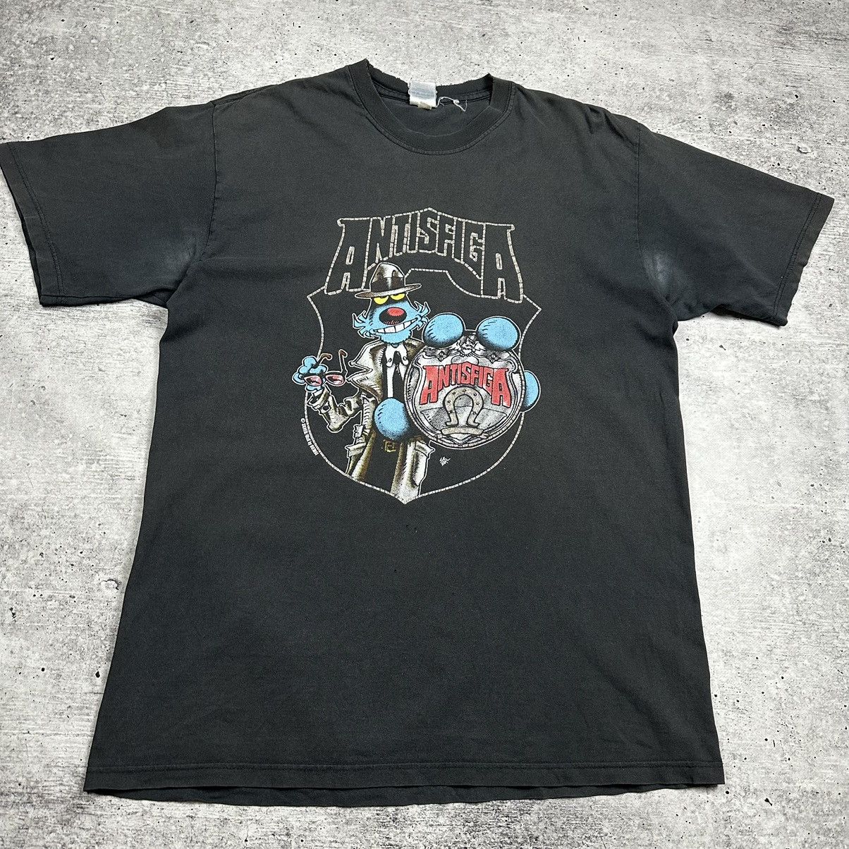 Vintage Vintage 90s Antisfiga T-shirt Black Men’s Size L Size US L / EU 52-54 / 3 - 1 Thumbnail