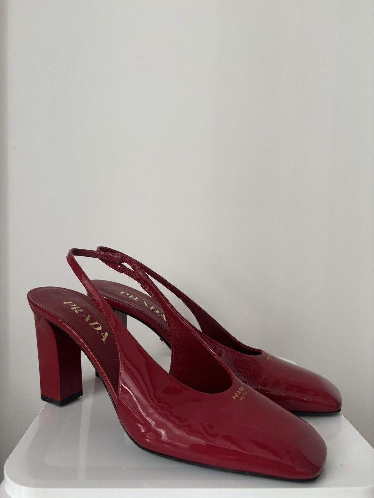 Prada Prada Red Patent Leather Slingback Pumps 36.5 Size US 6.5 / IT 36.5 - 3 Thumbnail
