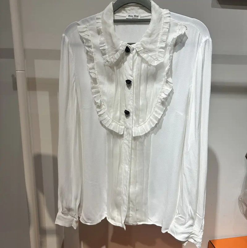Miu Miu Miu Miu White Silk Women's Shirt 0089 Size M / US 6-8 / IT 42-44 - 1 Thumbnail