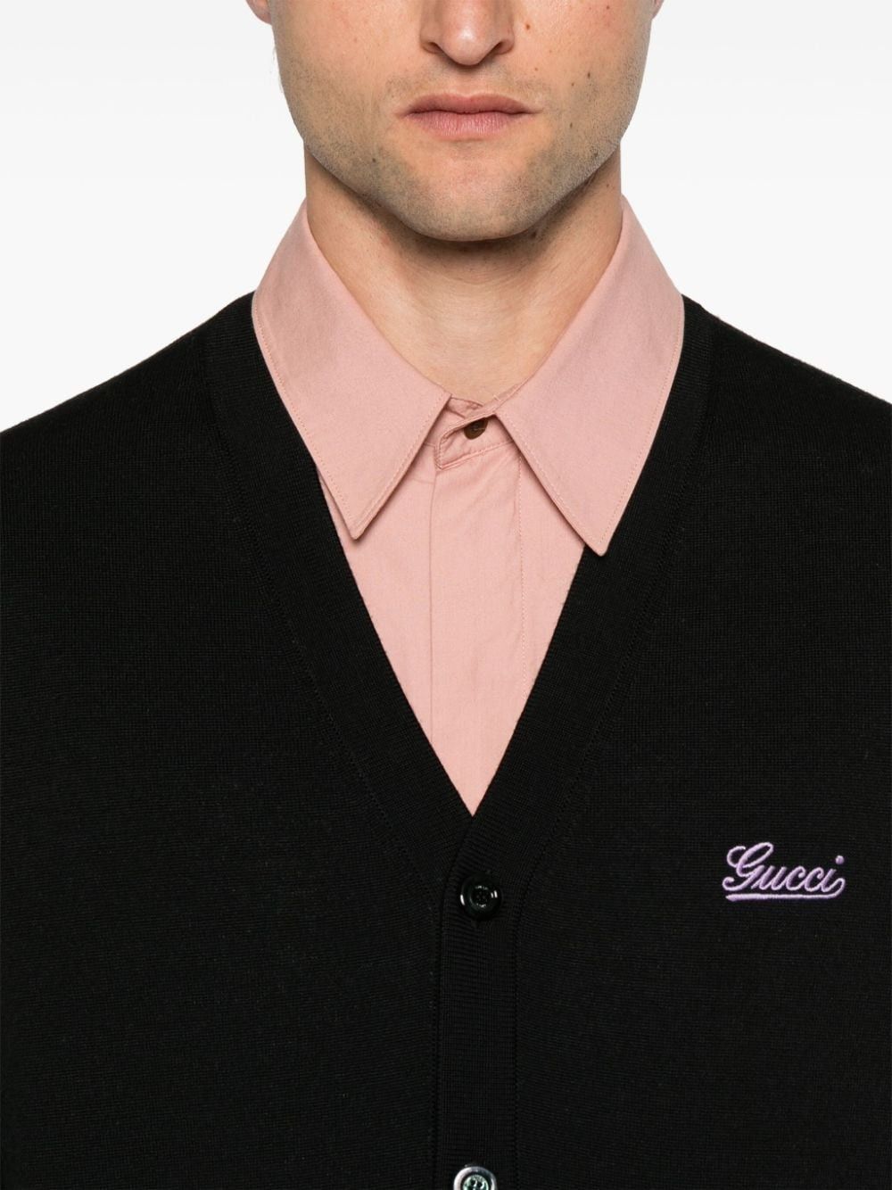 Gucci o1s1wg110925 Double Wool Cardigan With Embroidery in Black Size US S / EU 44-46 / 1 - 5 Thumbnail