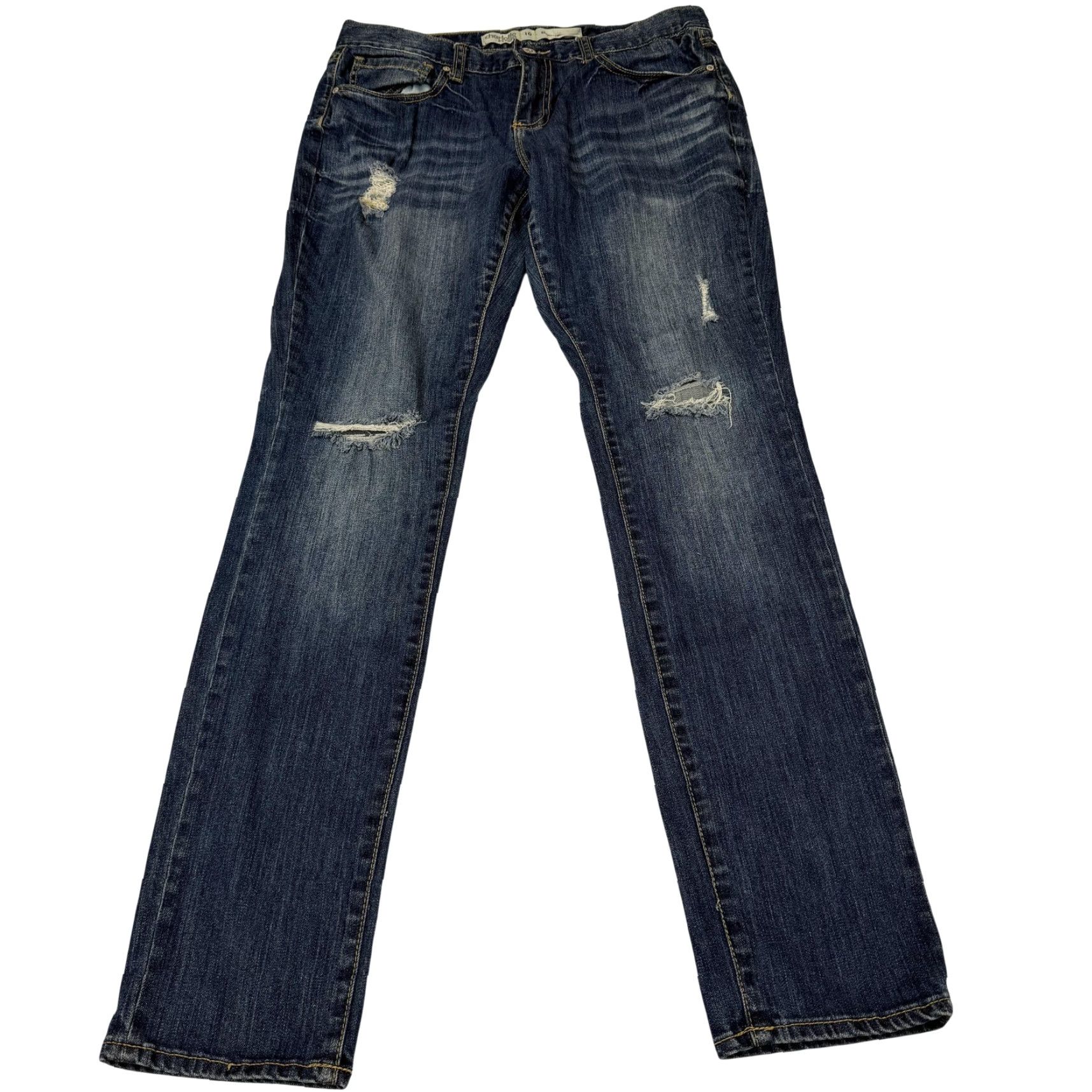Vintage VINTAGE Charlotte Russe Jeans Womens 10 Blue Slouchy Slim Distressed Straight 33x33 Size 32" / US 10 / IT 46 - 2 Thumbnail