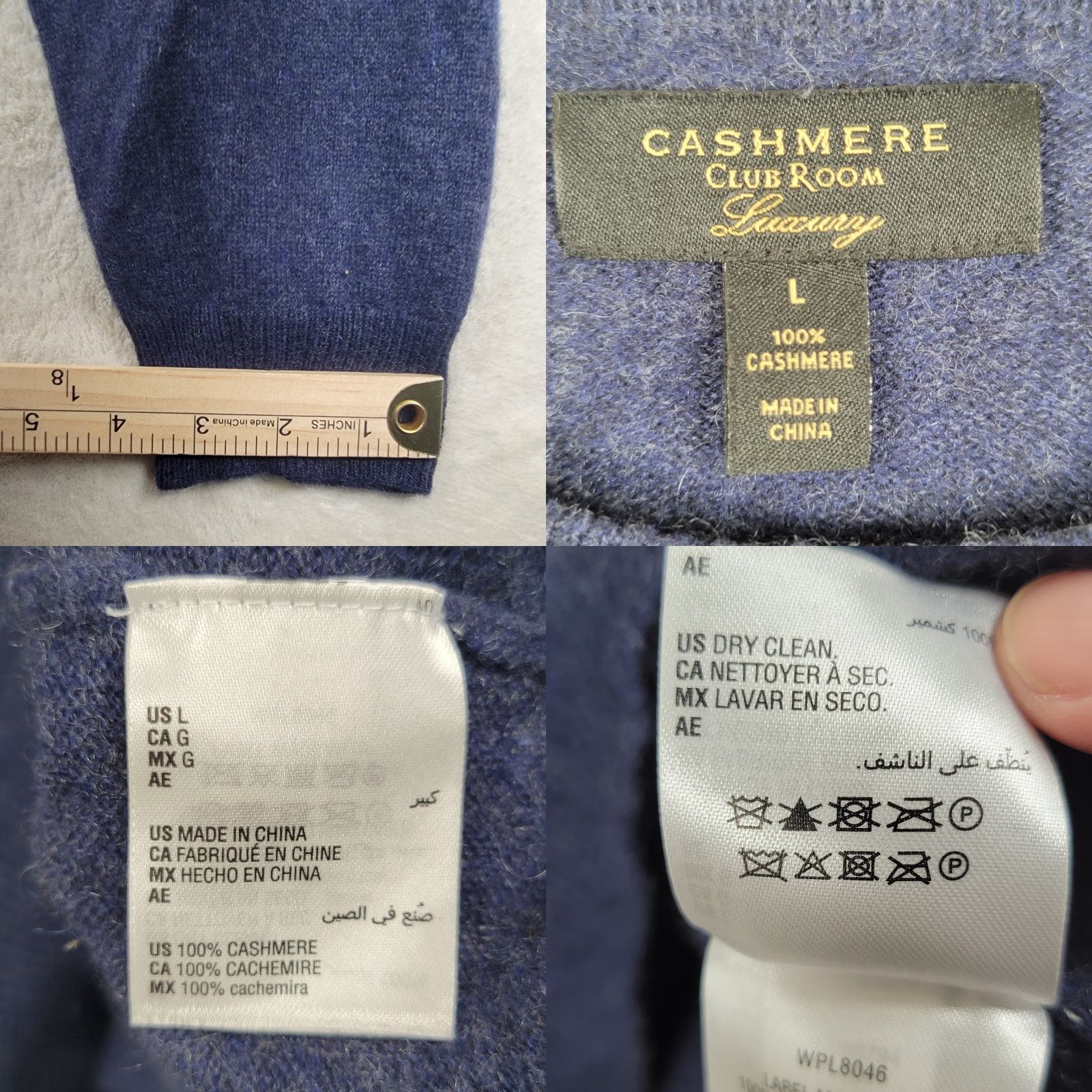 Club Room Club Room Men’s Blue Cashmere Crewneck Sweater Large Size US L / EU 52-54 / 3 - 9 Thumbnail