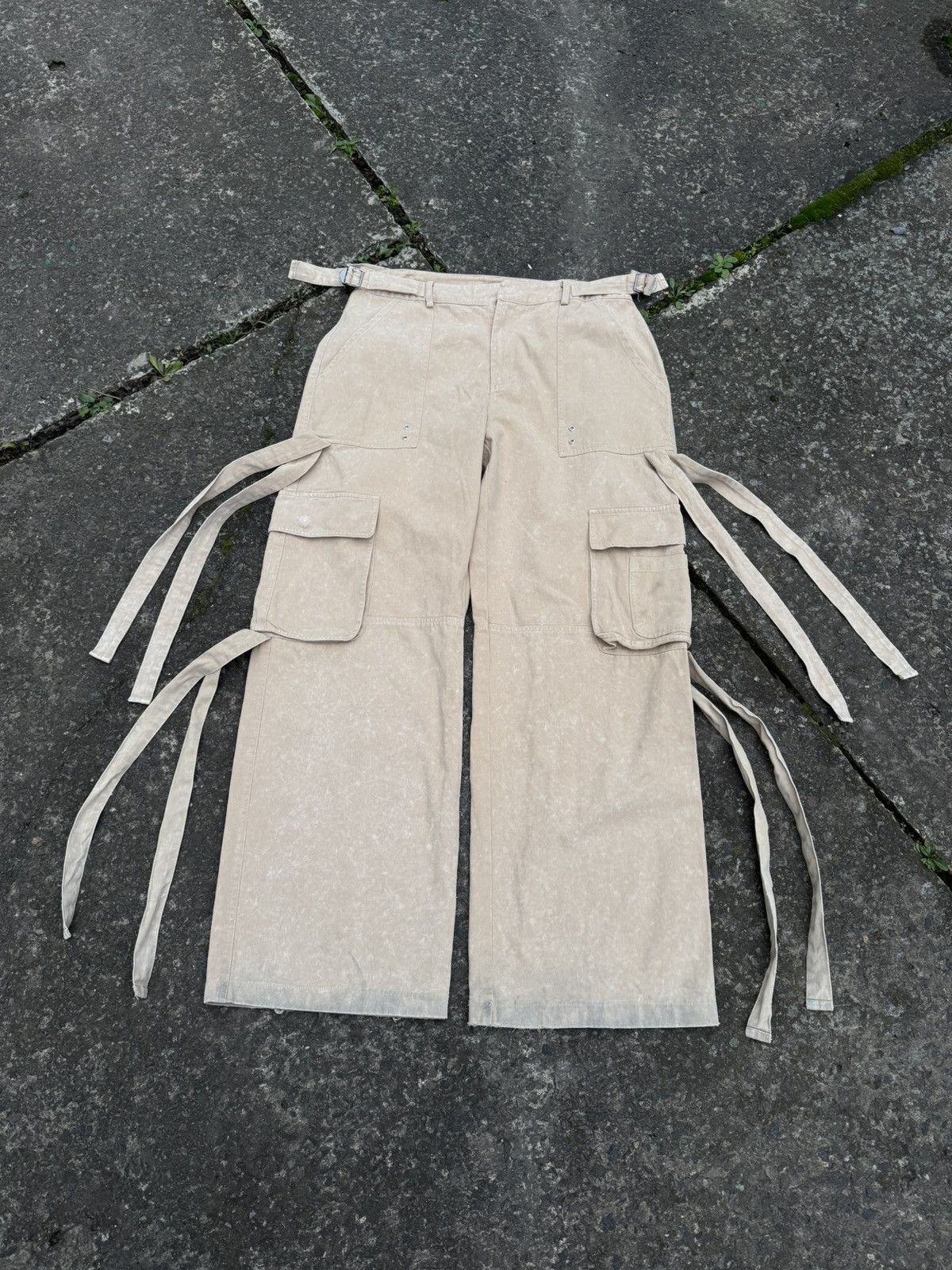 Japanese Brand Avant Garde Rick Owen’s Style Bondage Stripe Cargo Pants Y2K Size 34" / US 12 / IT 48 - 1 Thumbnail