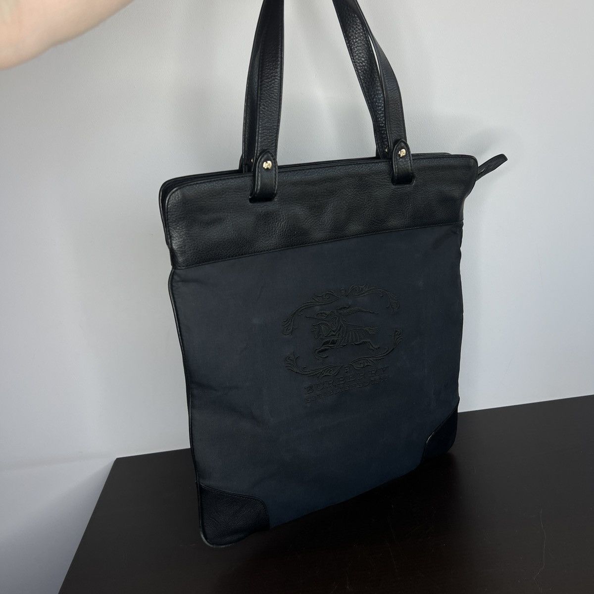 Burberry × Designer Burberry Big Shoulder Tote Back Tonal Embroidered Bag Size ONE SIZE - 2 Thumbnail