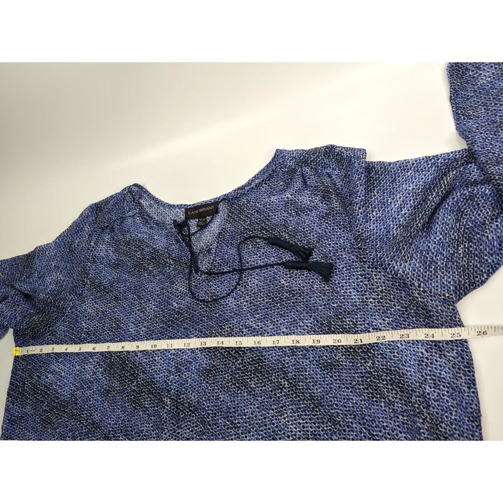 Vintage Lane Bryant Blouse Tunic Shirt Women’s Blue Sheer Long Sleeve Size 18/20 Blouse/Top/V-Neck, Polyester, Chiffon, Plus, Womens Size XXL / US 16-18 / IT 52-54 - 6 Thumbnail