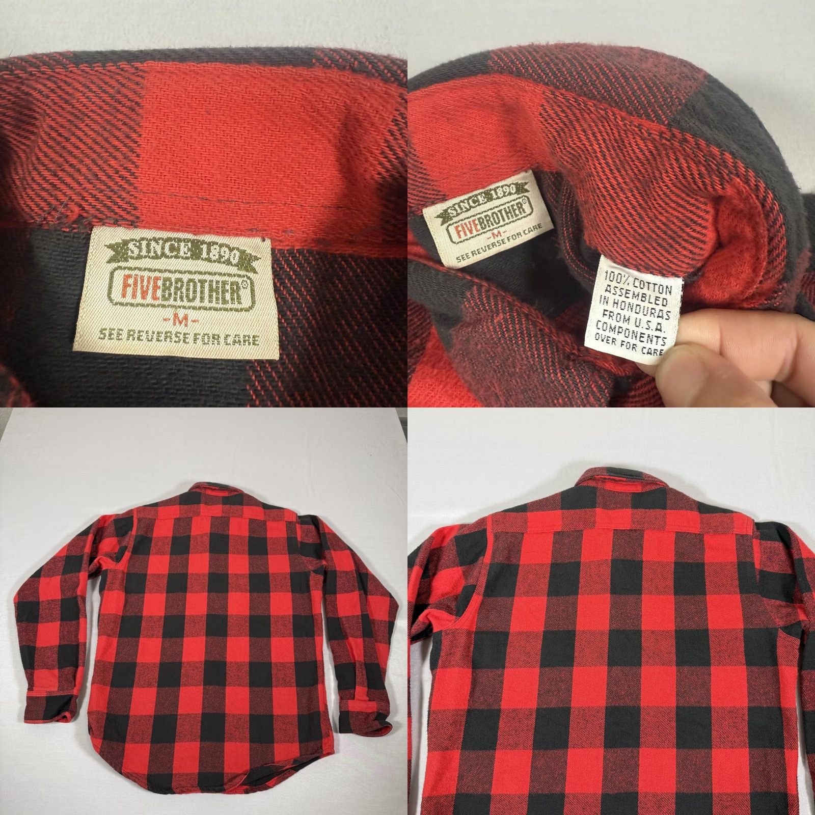 Vintage VINTAGE Five Brother Shirt Men M Red Buffalo Plaid Flannel Heavy Cotton 90s Size US M / EU 48-50 / 2 - 8 Thumbnail
