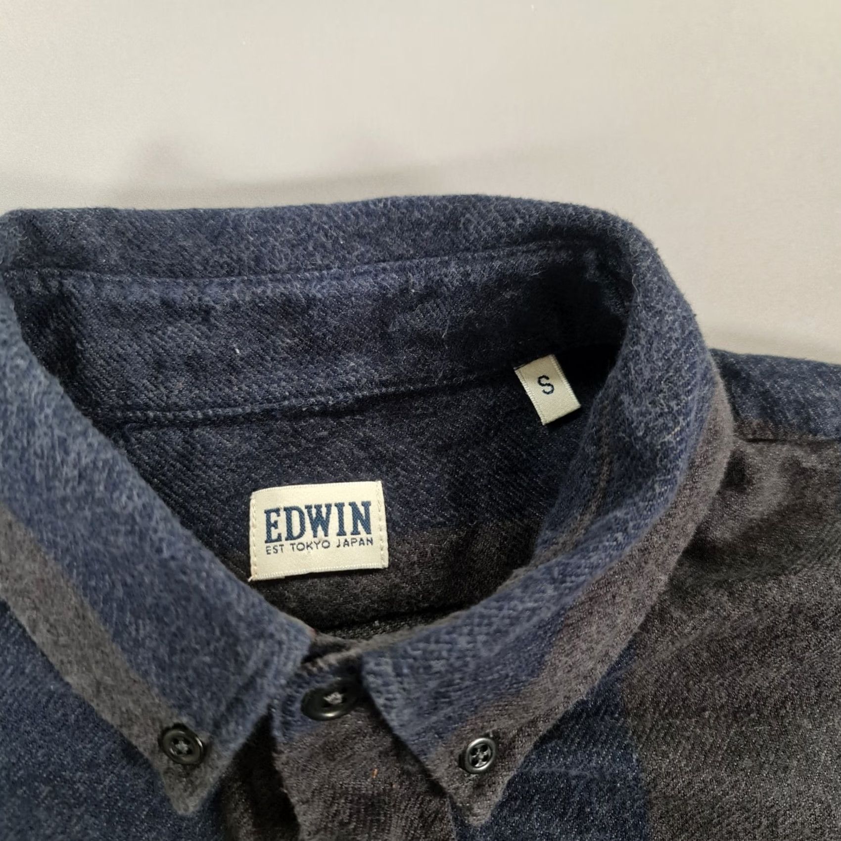 Edwin VINTAGE Edwin Mens Shirt Grey Blue Small Classic Flannel Cotton Long Sleeves Stripped Size US S / EU 44-46 / 1 - 3 Thumbnail
