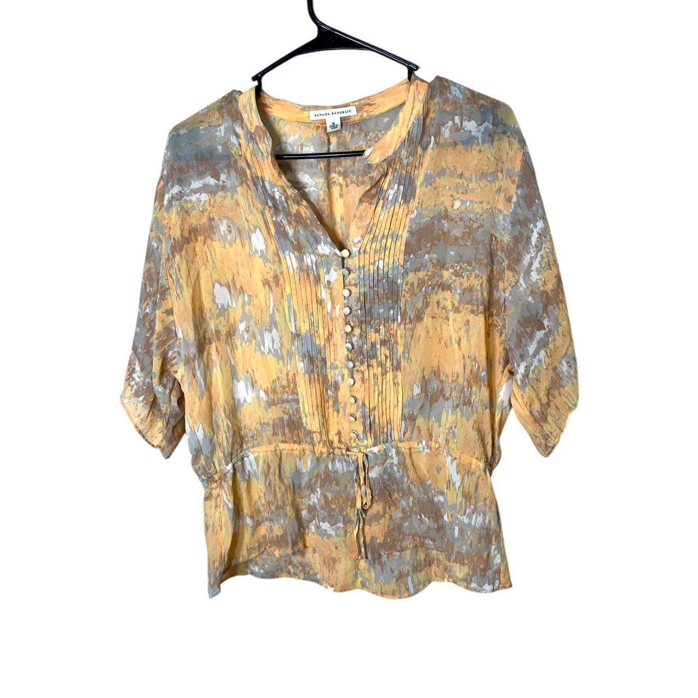 Banana Republic Banana Republic 100% silk pleated detail button front short Size M / US 6-8 / IT 42-44 - 1 Thumbnail