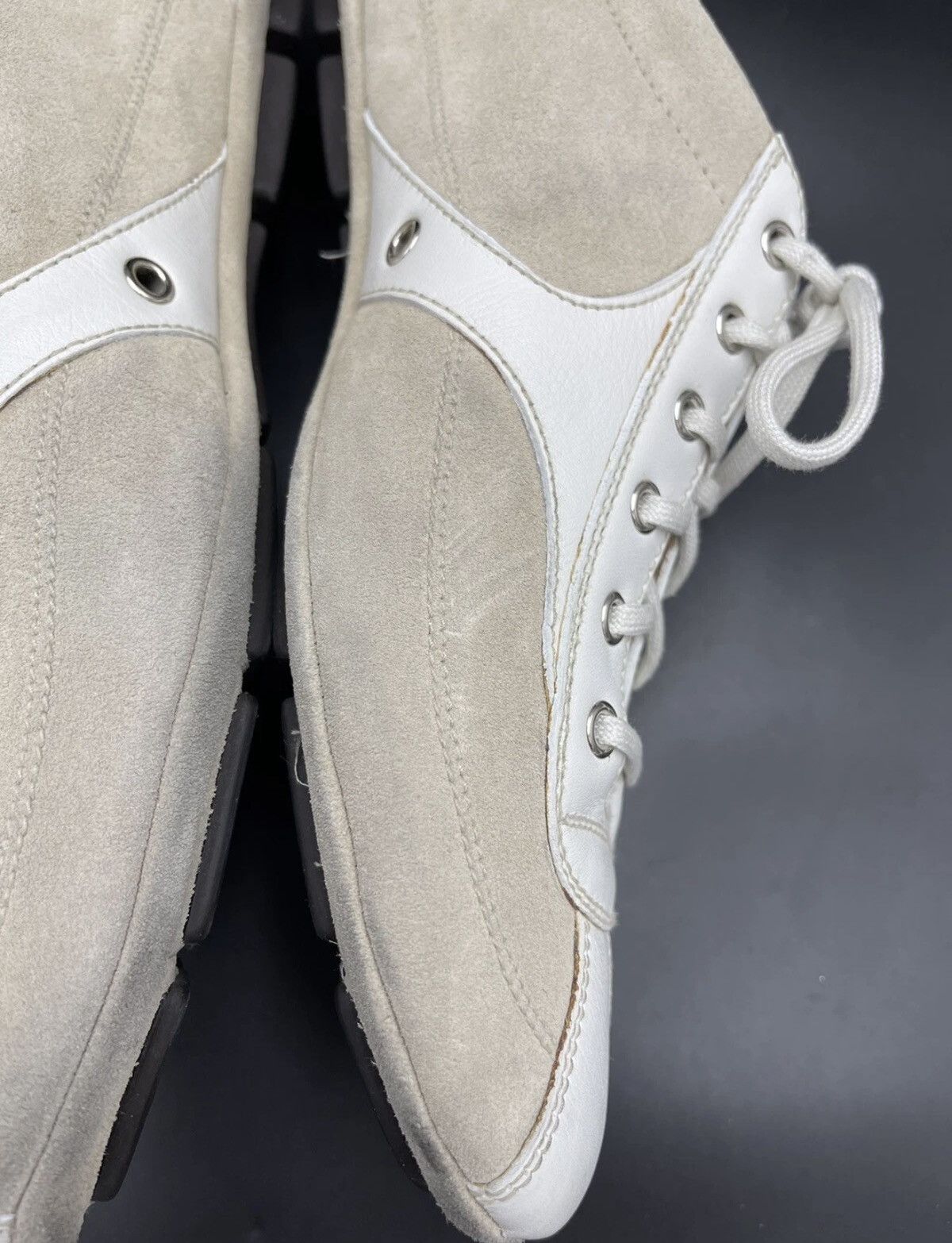 Prada Prada White & Cream Suede Leather Driving Sneakers Size 10 Size US 10 / EU 43 - 14 Thumbnail