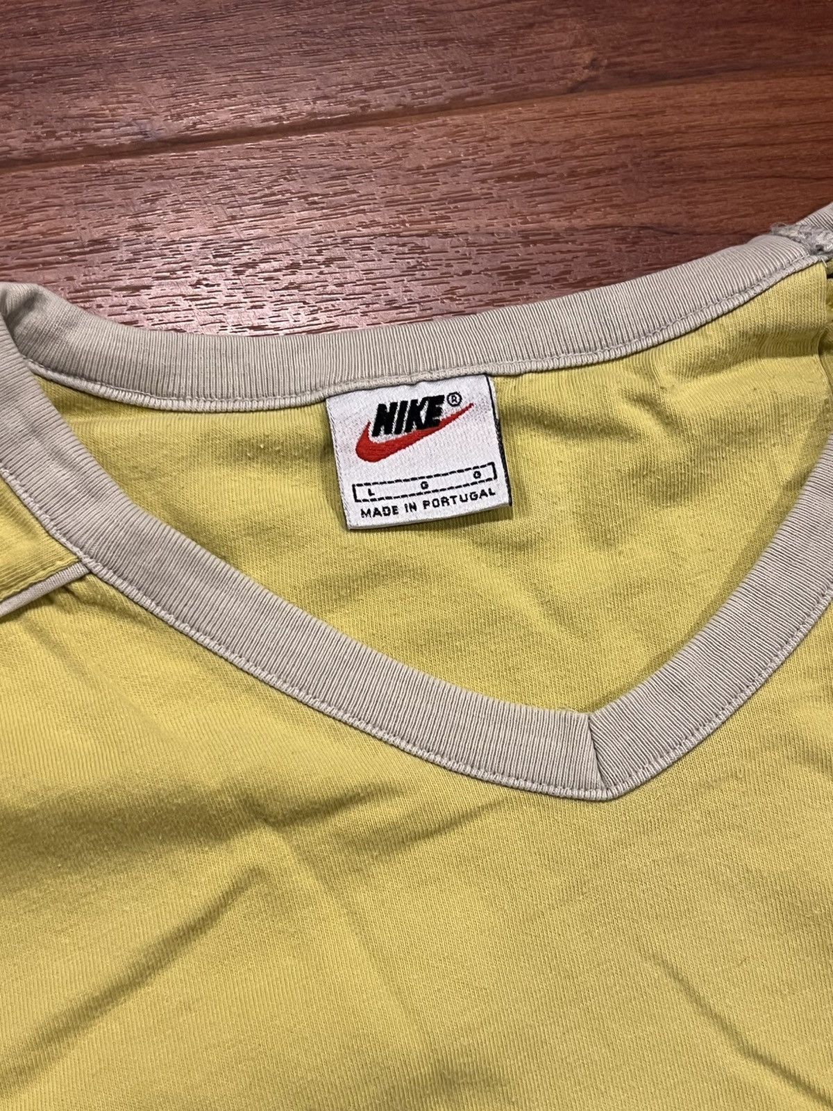 Nike × Vintage RARE Vintage Nike Air 90s Yellow T Shirt Size US XL / EU 56 / 4 - 3 Thumbnail